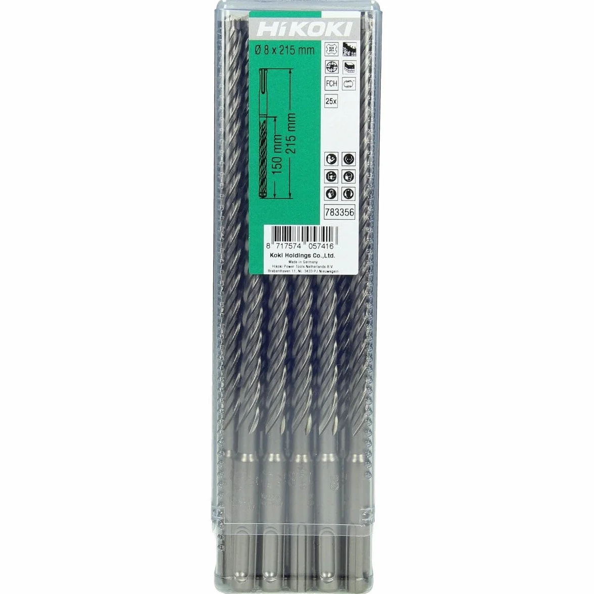 Hitachi 783361 zestaw wierteł SDS-Plus 4 profesjonalne cięcie, długość 10 x 110 mm, długość util 50