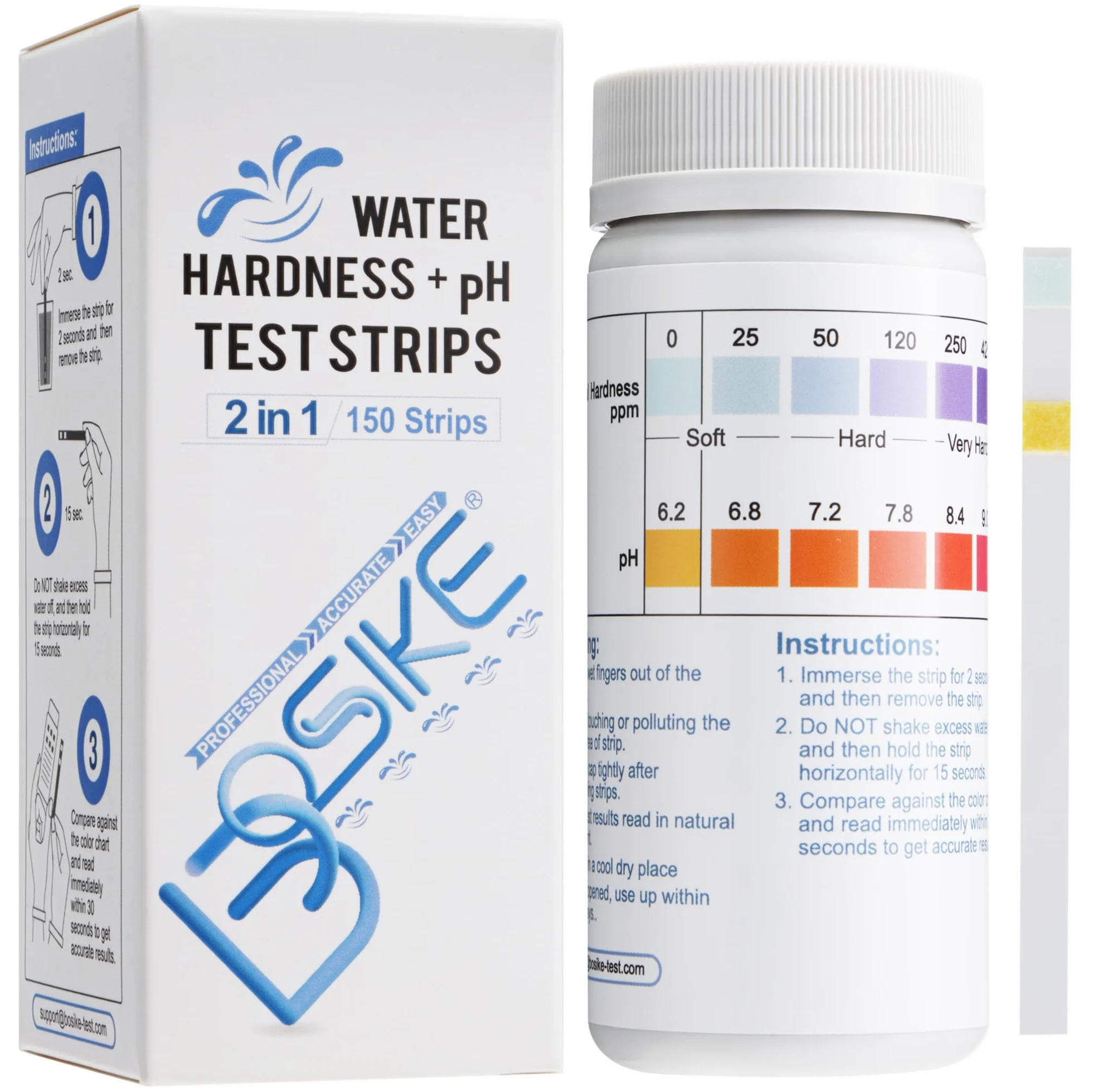Paski do Testowania Twardości Wody Pitnej 2 w 1 Tester Twardości Wody - 150 sztuk do Basenu i Spa