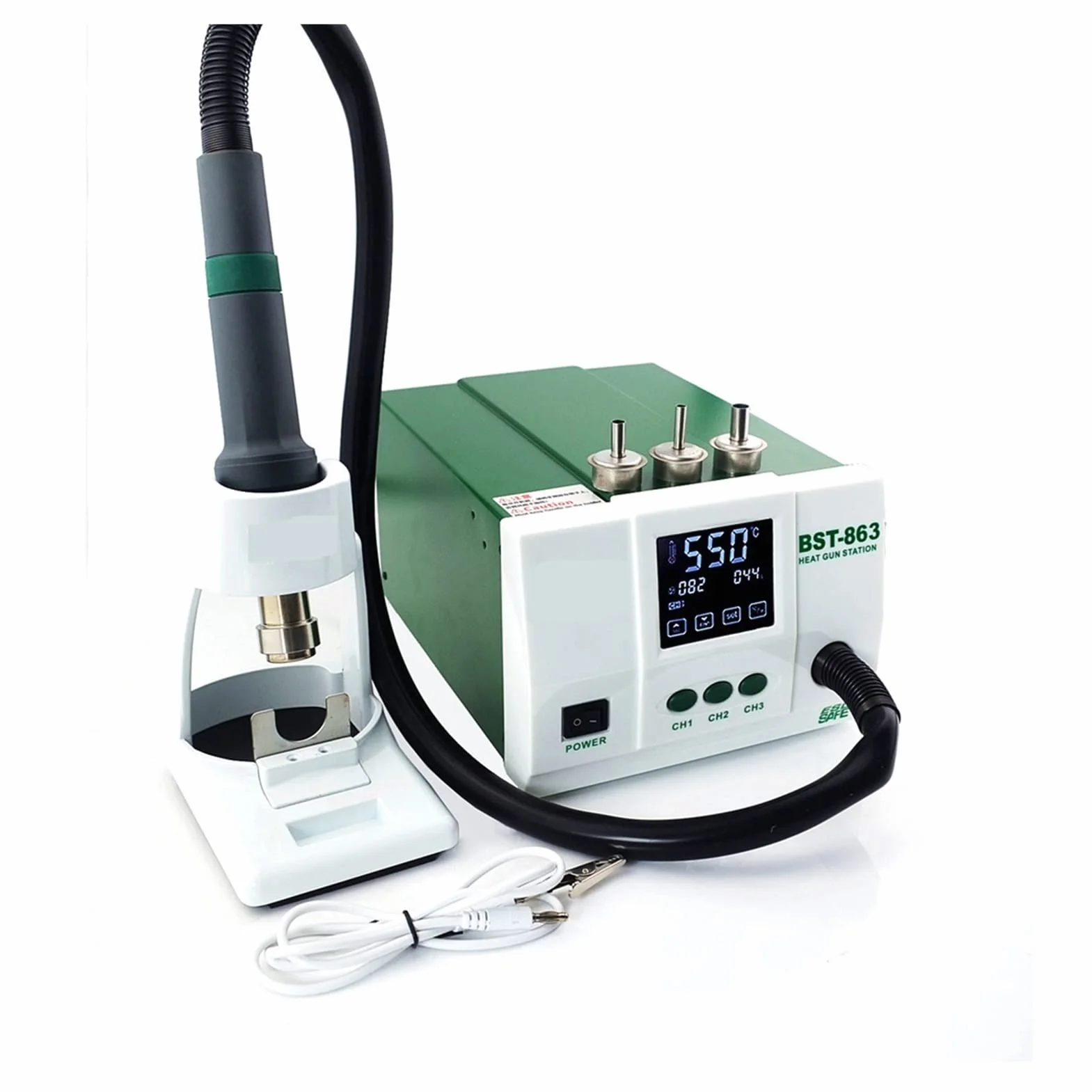 Stacja lutownicza, Best-863 Bez ołowiu termostatyczna stacja lutownicza pistoletu cieplnego 1200W Inteligentna LCD Cyfrowa przeróbki wyświetlacza do naprawy telefonu