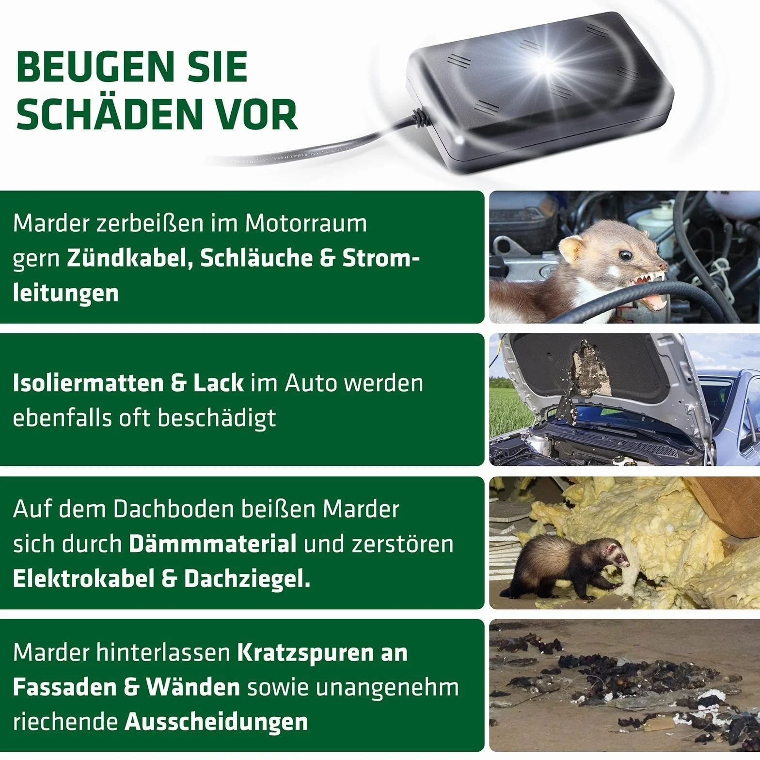 Gardigo Urządzenie odstraszające kuny 230 V z wtyczką sieciową