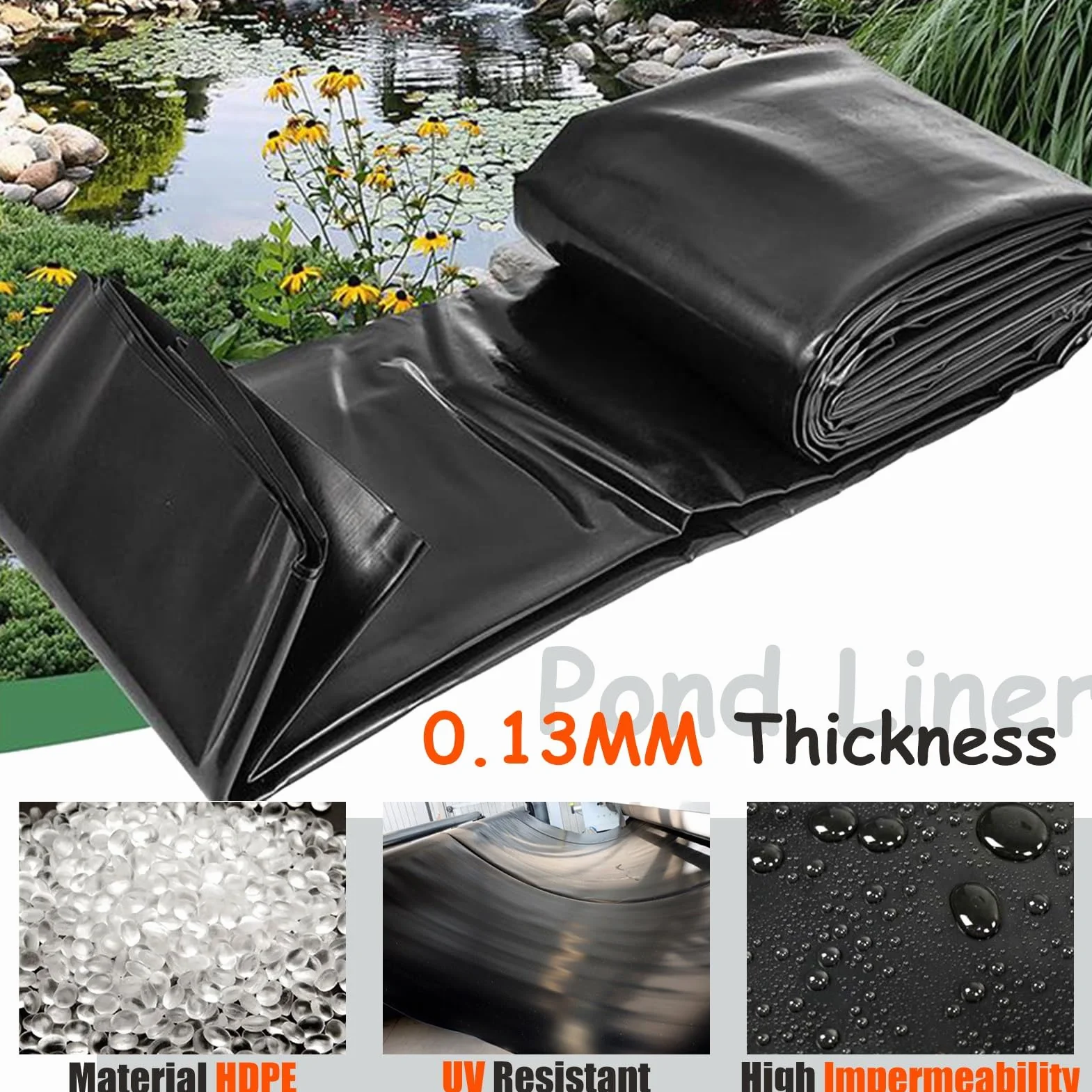 Membrana HDPE do oczek wodnych 0,13 mm 4x4 m