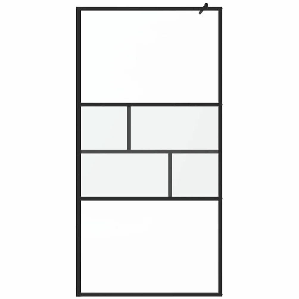 Ścianka prysznicowa Walk-in czarna, szkło ESG i aluminium, 100 x 195 x 0,5 cm, 3 satynowane szkło do ochrony przed pryskaniem, do kabiny prysznicowej w łazience, z profilem montażowym i