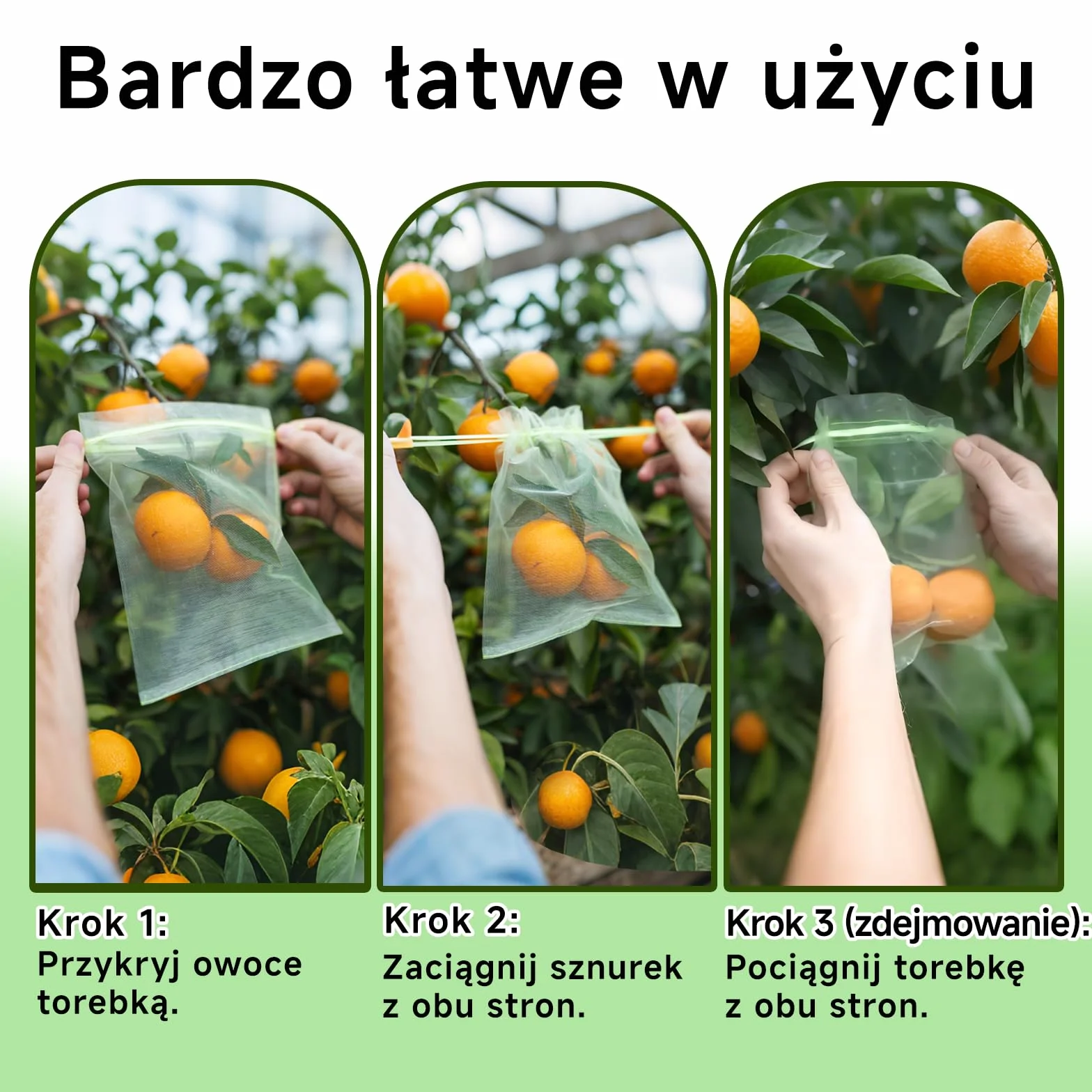 Siatki ochronne do owoców 20x30 cm woreczki z organzy zielone przeciw ptakom i owadom 50 szt.