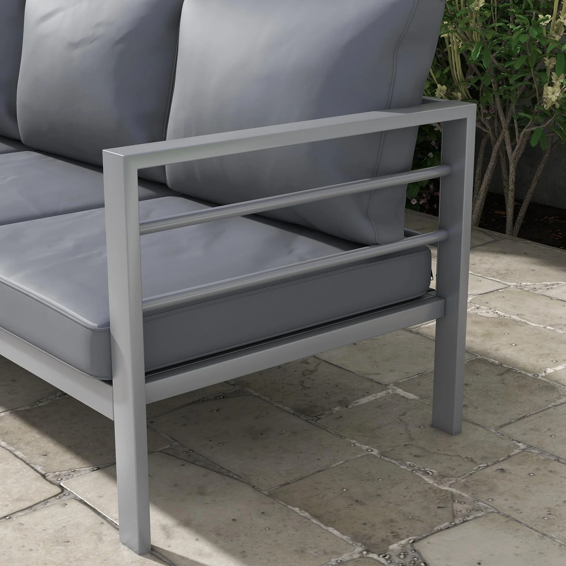 Outsunny 3-osobowa sofa ogrodowa aluminiowa sofa zewnętrzna meble ogrodowe z poduszkami do siedzenia i oparciem - 185L x 66 l x 64H cm