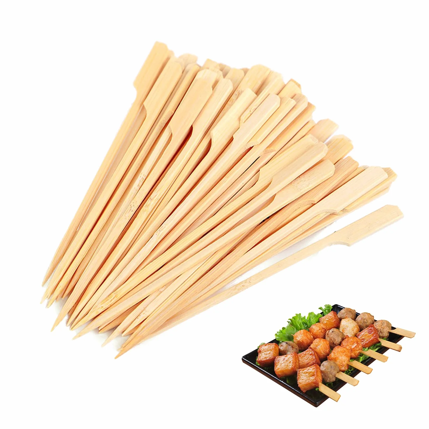 200 bambusowych szpikulców, zestaw kijów do grillowania, ekologiczne do kebabów, dekoracji owoców i ciast (9 cm)