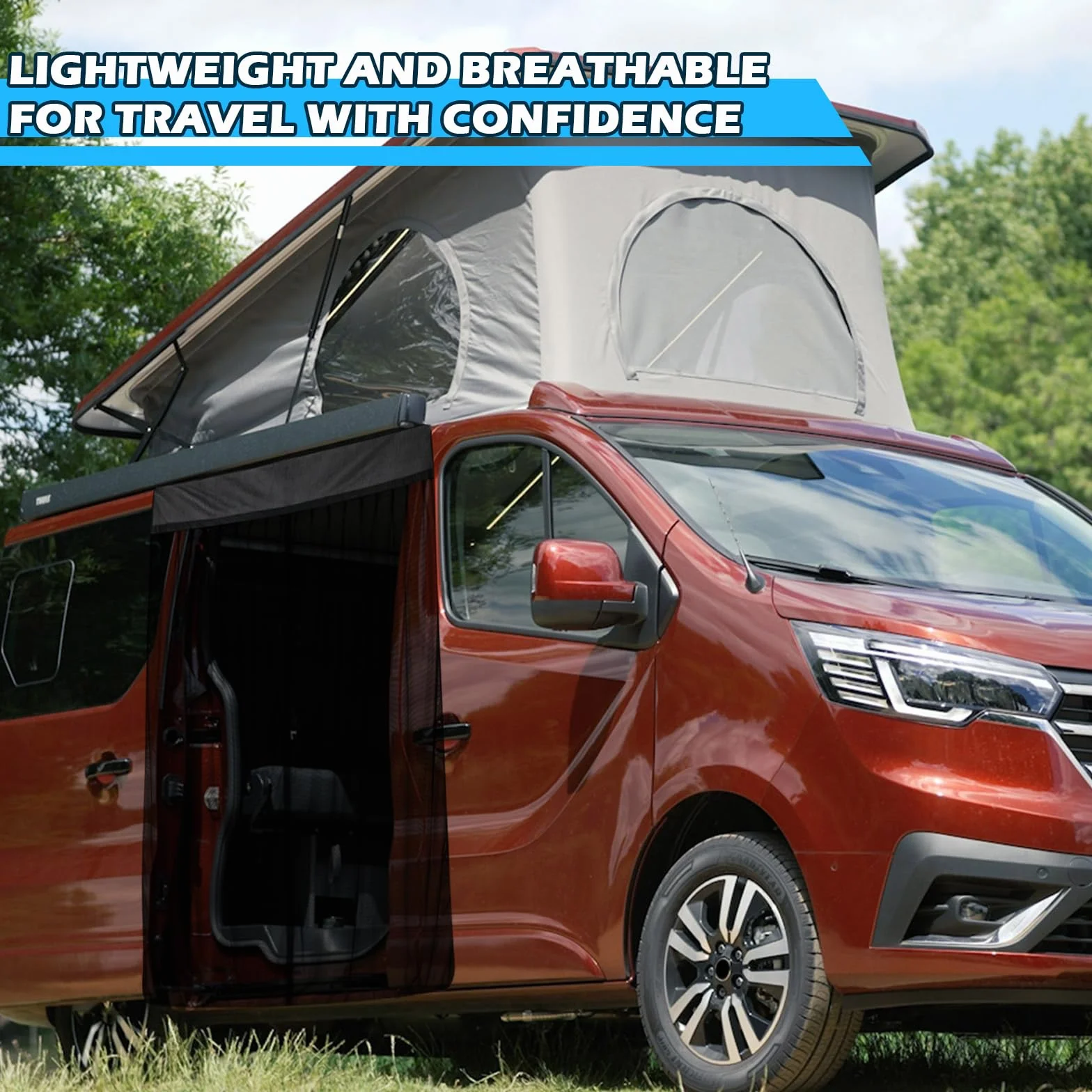 Magnetyczna ochrona przed owadami Van, dopasowana do Renault Trafic 2001-2018, Opel Vivaro, samochodowa moskitiera do drzwi przesuwnych, zamek błyskawiczny na środku drzwi