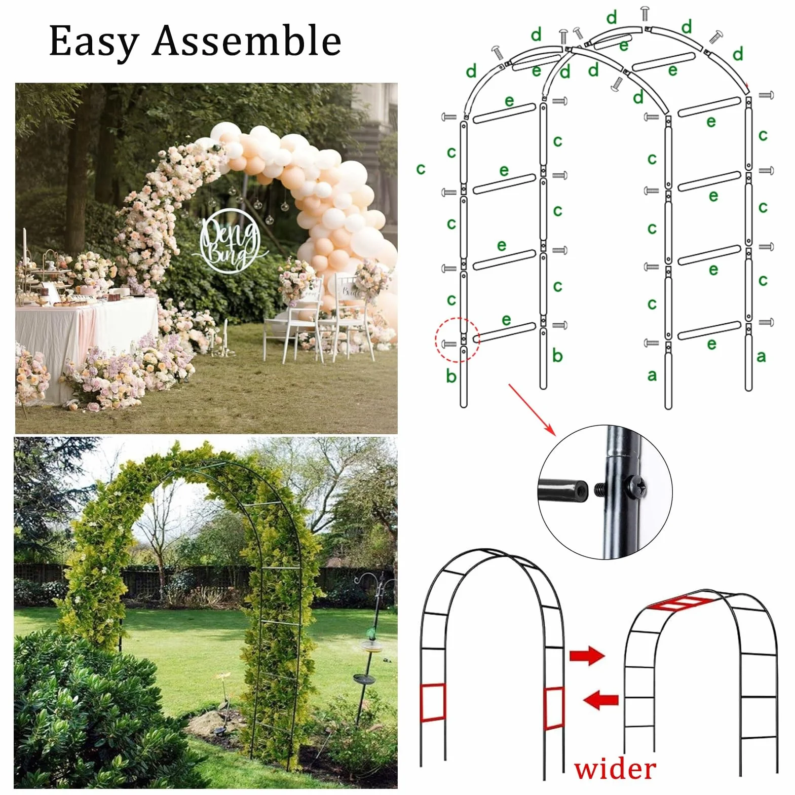 Łuk ogrodowy metalowa rama pergola altanka krata dla roślin 240x220x40 cm