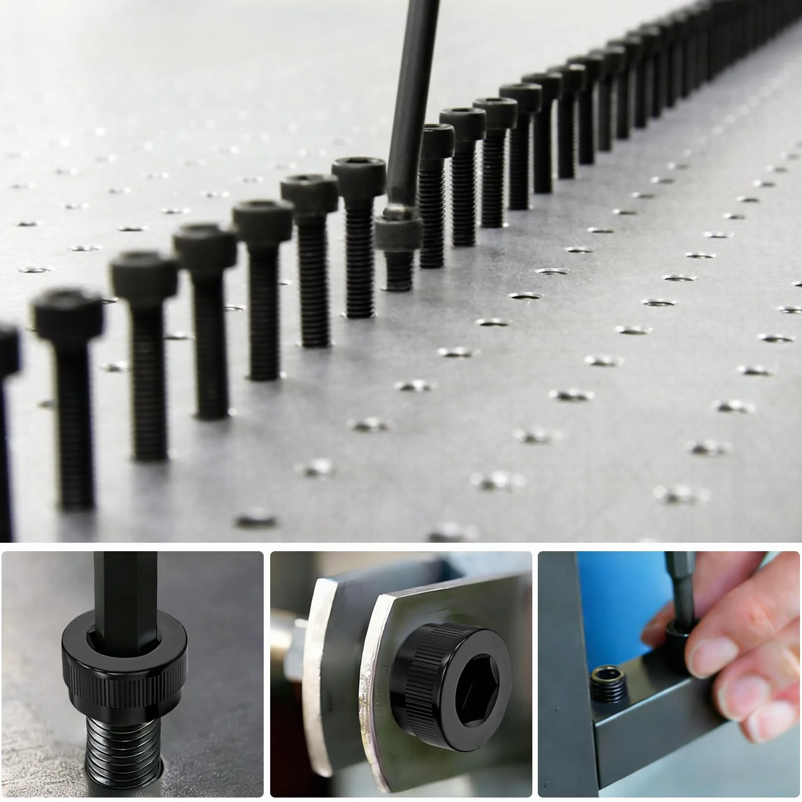 Zestaw 120 sztuk śrub M3, M3 x 40 mm, śruby cylindryczne z gniazdem sześciokątnym, śruby z łbem cylindrycznym, pełny gwint, czarne śruby imbusowe, z kluczem