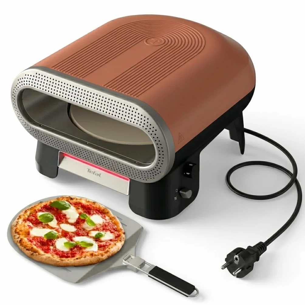 Tefal Pizza Pronto Elektryczny piec do pizzy na zewnątrz, automatyczny kamień obrotowy, 400°C, 4 temperatury