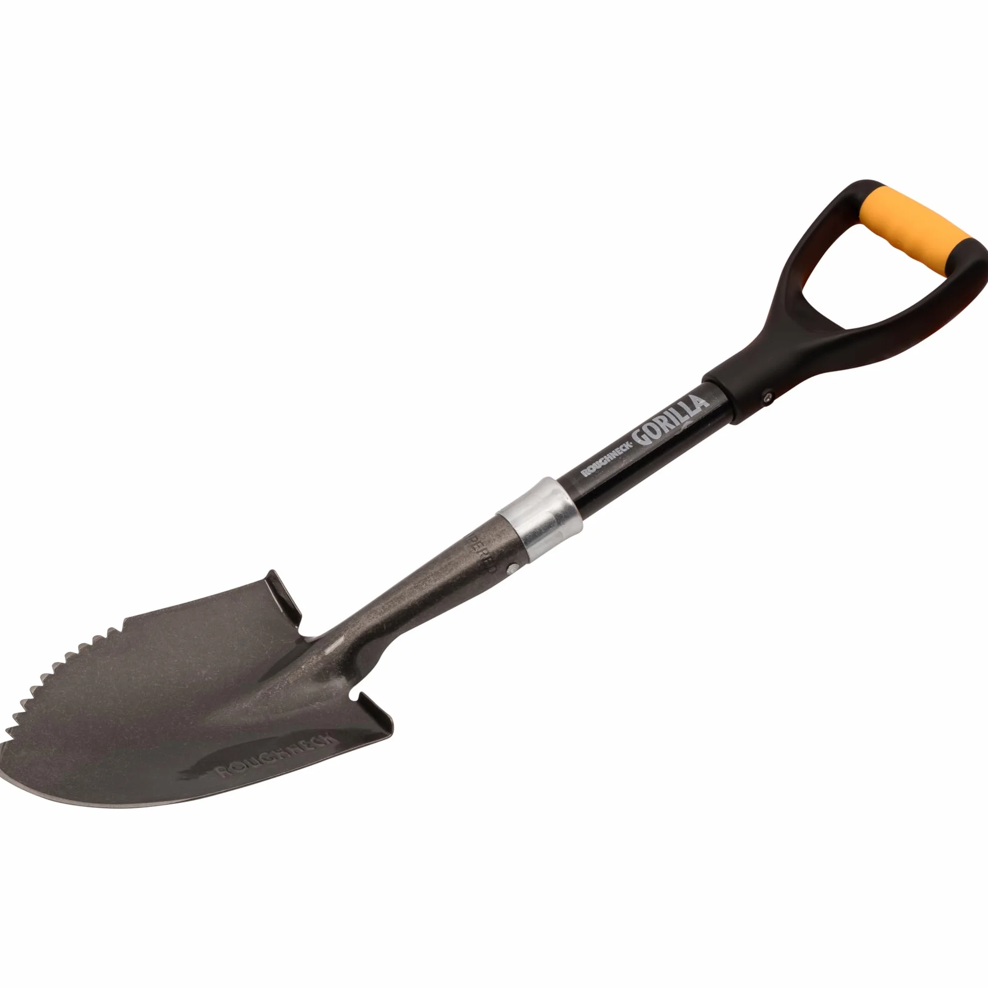 Łopata Roughneck Gorilla Sharp-Edge Micro 690 mm (27") – Wytrzymałe, okrągłe ostrze do cięcia, kopania i otwierania worków z materiałem sypkim w małych, kompaktowych przestrzeniach