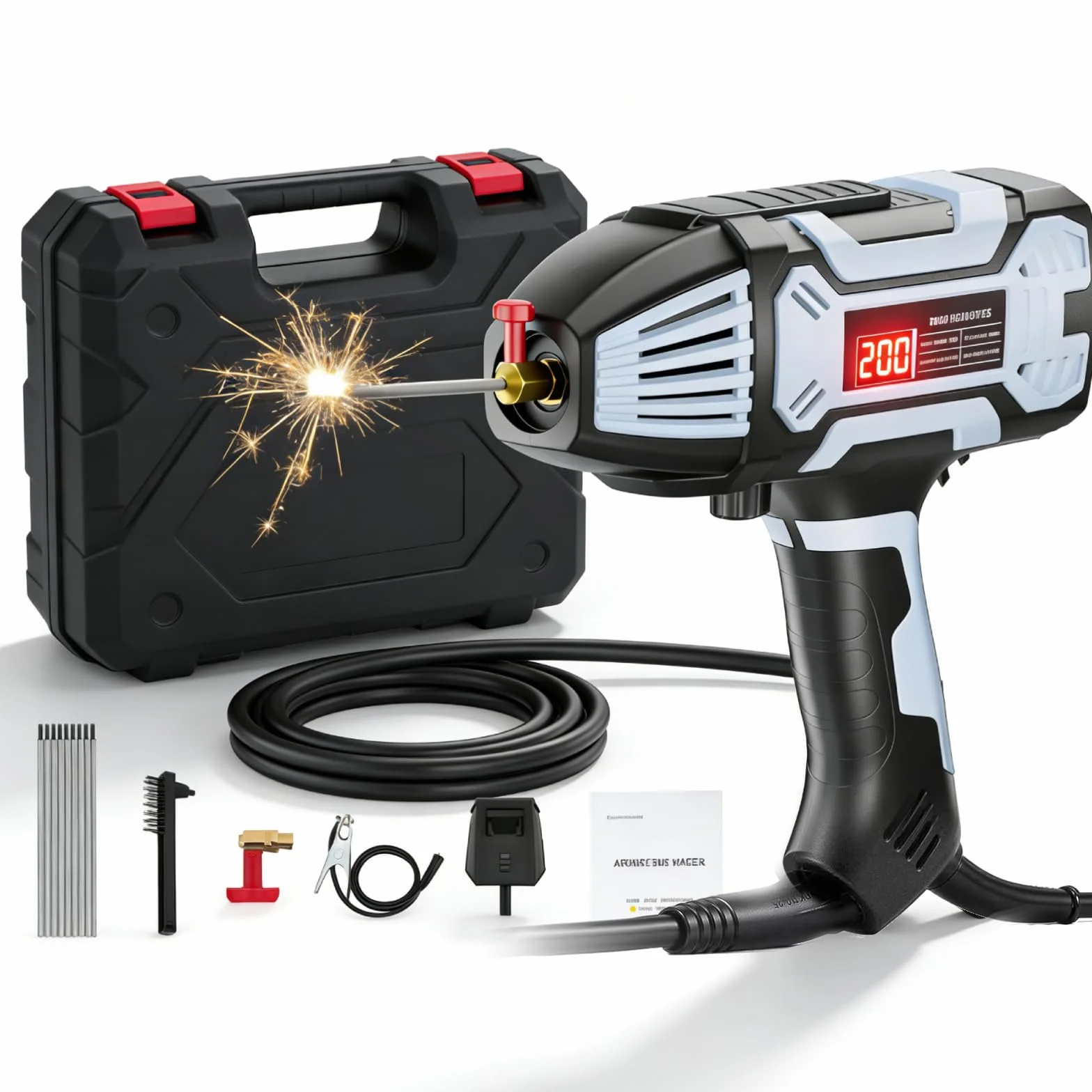 Spawarka ręczna do spawania elektrod, 220 V/3000 W, 200 A, przenośna spawarka elektryczna IGBT, inwerter ARC, spawarka ręczna do prętów drucianych 1,6-3,2 mm
