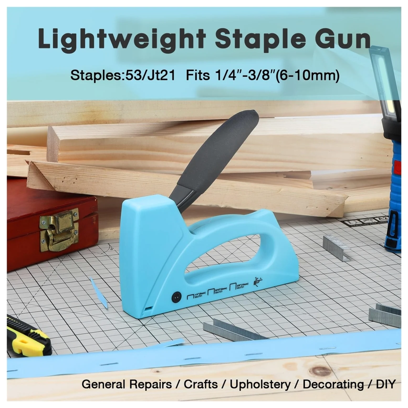 Zszywacz Pistolet Do Gwoździ Do Lekkiej Obróbki Drewna Zszywacz Tapicerski Z 1600 Szt. Zszywek JT21 Do Dekoracji Domu DIY Do mocowania materiałów, dekoracji, stolarki(Pink)