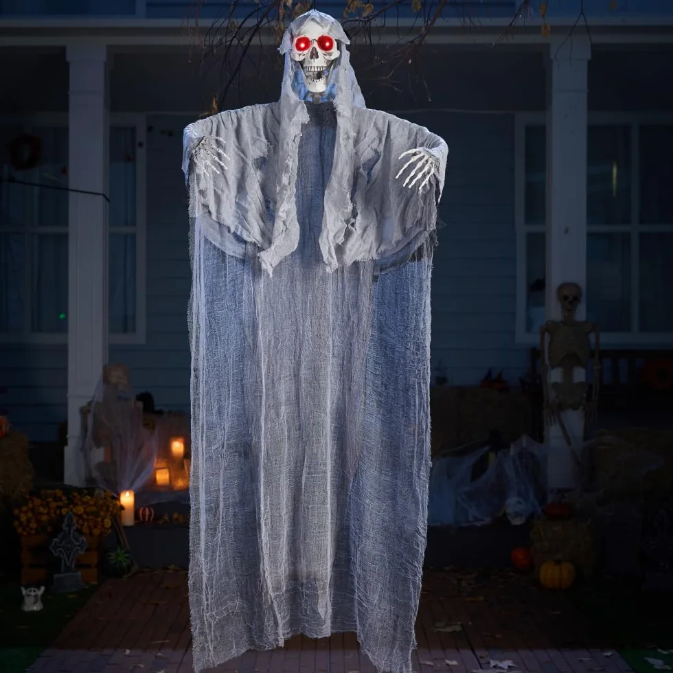 JOYIN wiszący podświetlany ponury żniwiarz 170 cm dekoracja zewnętrzna halloweenowa