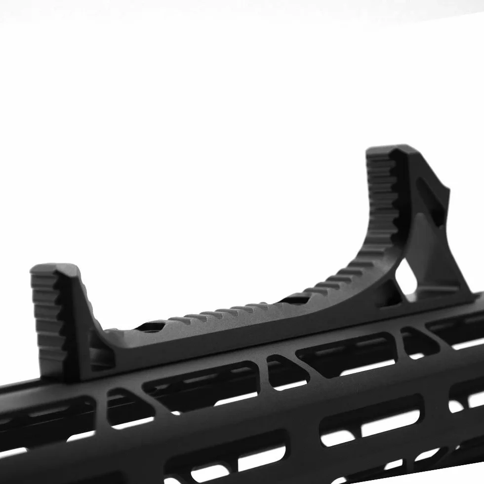 TRIROCK Black Tactical Aluminum Link Curved Angled Hand Stop fits M-LOK handguard rail system