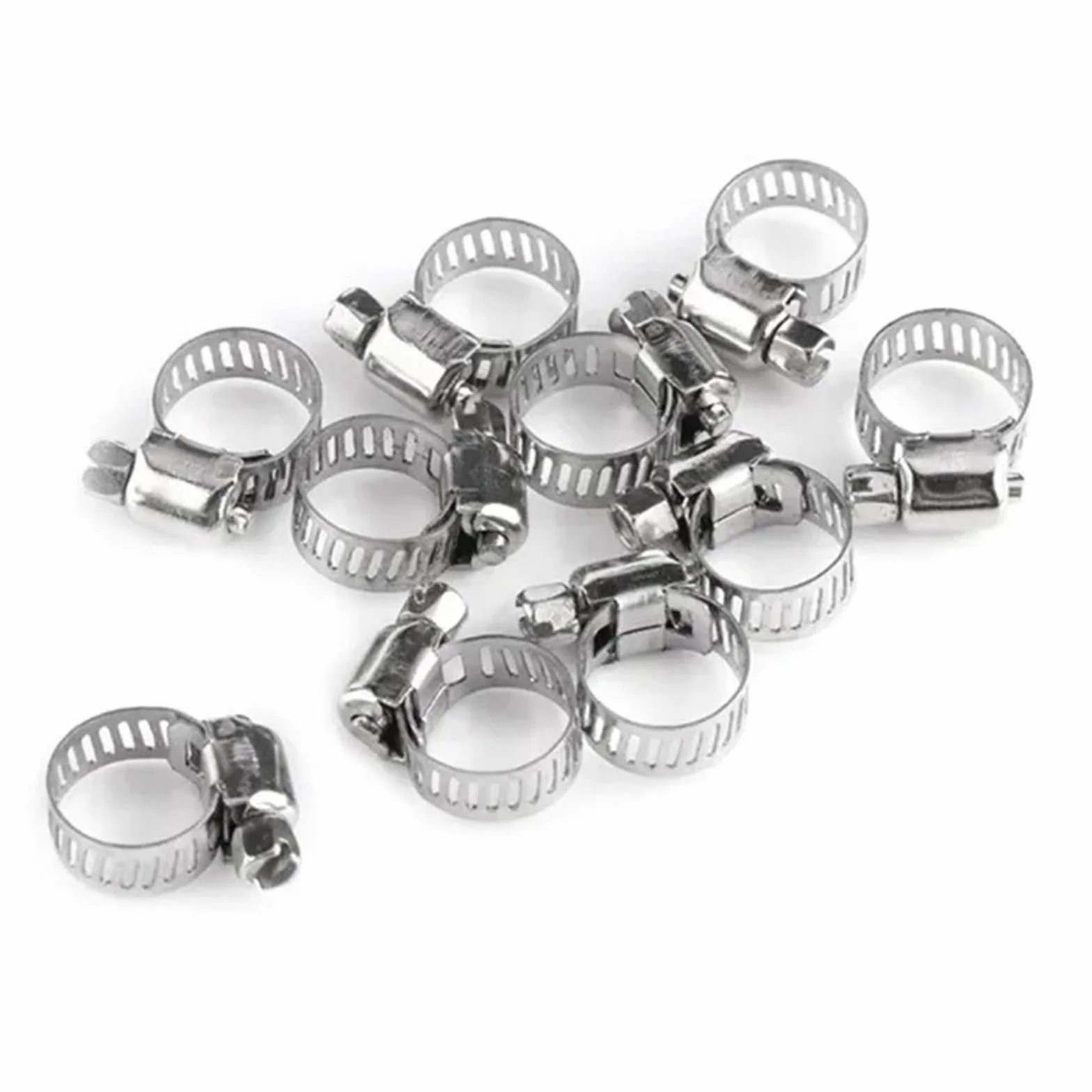 10 szt. regulowanych opasek zaciskowych ze stali nierdzewnej do węży paliwowych do samochodów osobowych, szczypce ślimakowe (10 szt. 16 mm - 25 mm)