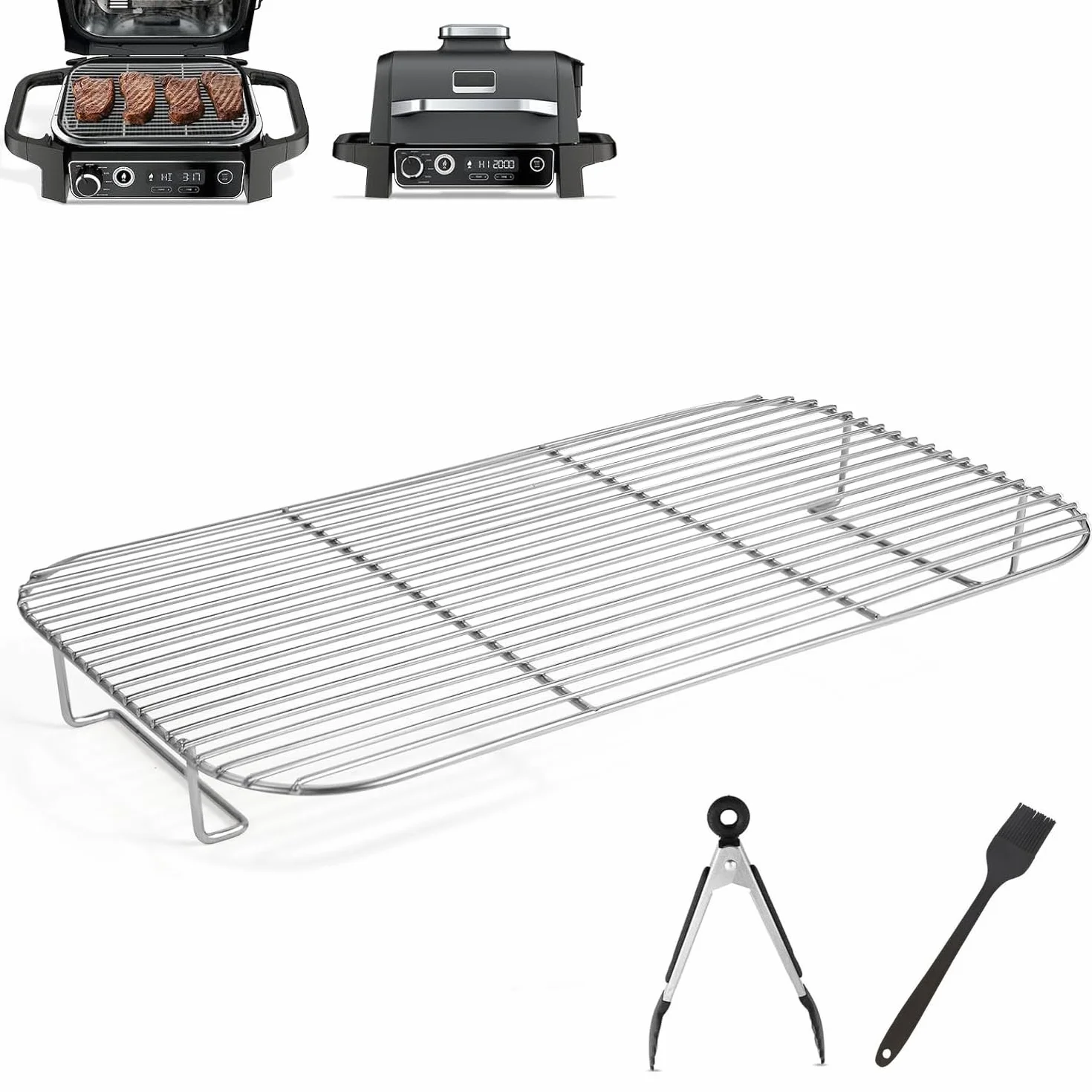 Ruszt do grillowania ze stali nierdzewnej do grilla Ninja Woodfire OG701EU do wędzenia dużych kawałków mięsa, ruszt Ninja Woodfire, kompatybilny z grillem elektrycznym Ninja Woodfire OG701EU