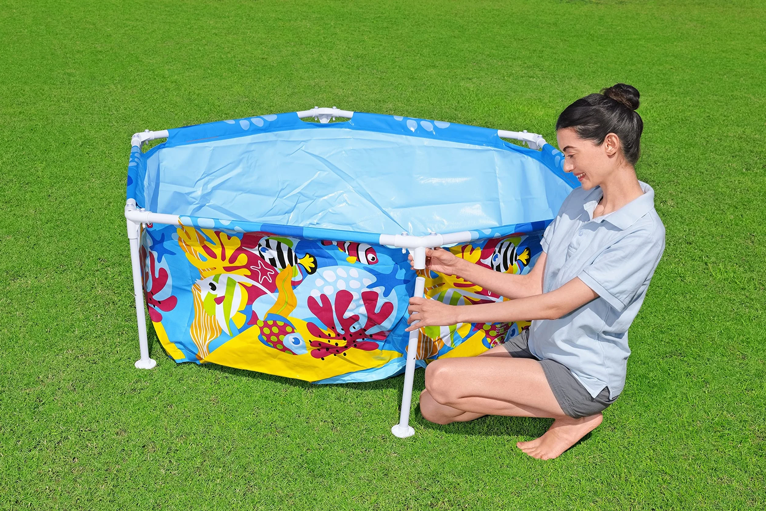 Bestway Splash in Shade 1,83 m x 1,83 m x 51 cm okrągły basen z wkładką DuraPlus i baldachimem UV