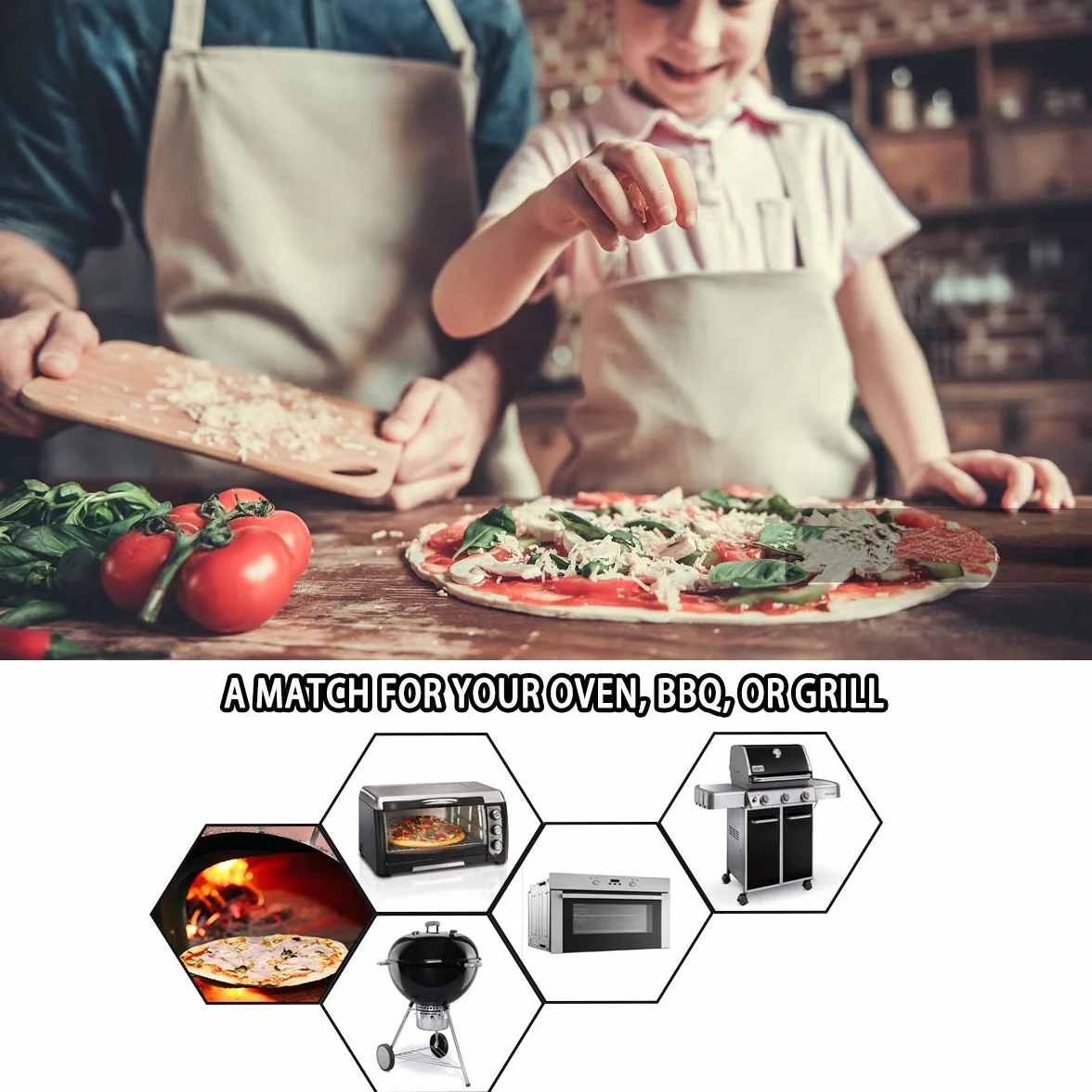 Onlyfire Kwadratowy kamień do pizzy do pieczenia, kordieryt do pieca do pizzy, grilla gazowego, grilla węglowego, kamado, pasuje do systemu grilla Weber Gourmet (38 x 30 cm)