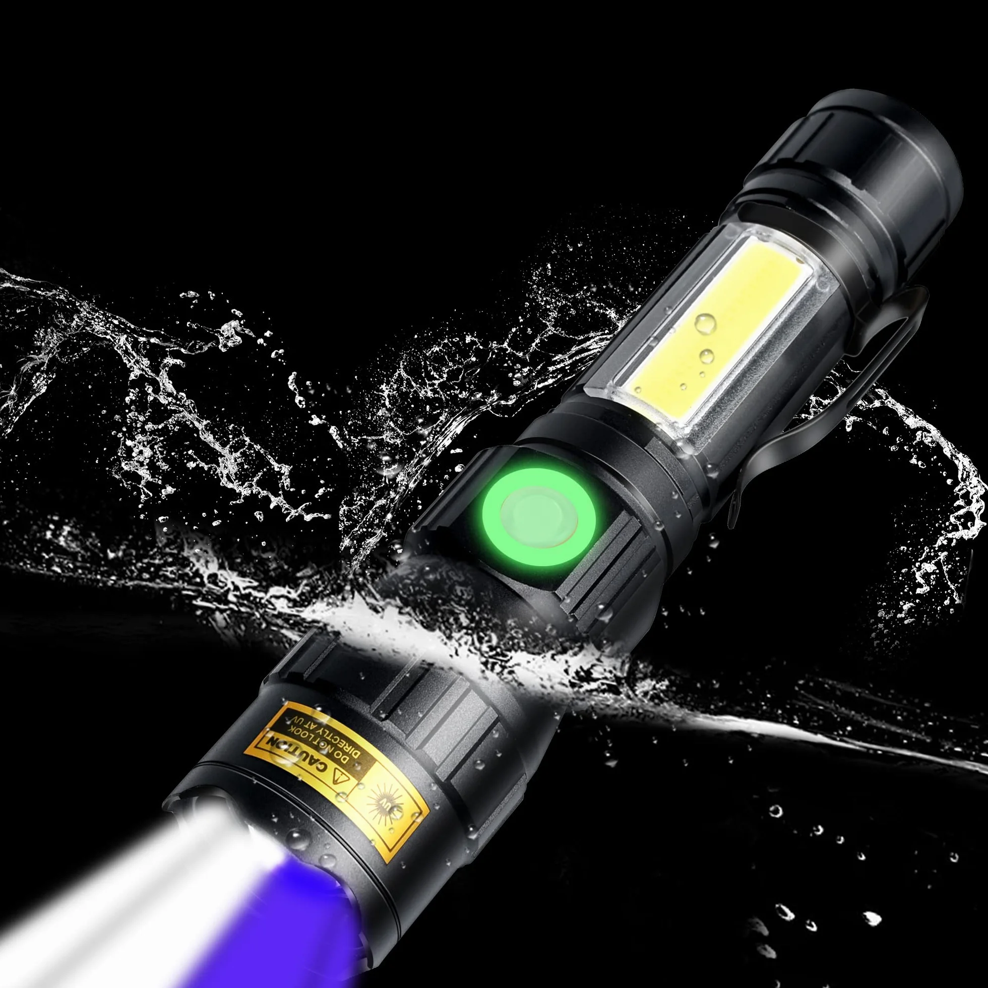 DARKBEAM Latarka UV 365 nm czarne światło USB do ładowania, 7 trybów, LED czerwone światło regulowana przenośna na kemping, wykrywacz moczu zwierząt domowych, utwardzanie żywicy, magnetyczna podstawa
