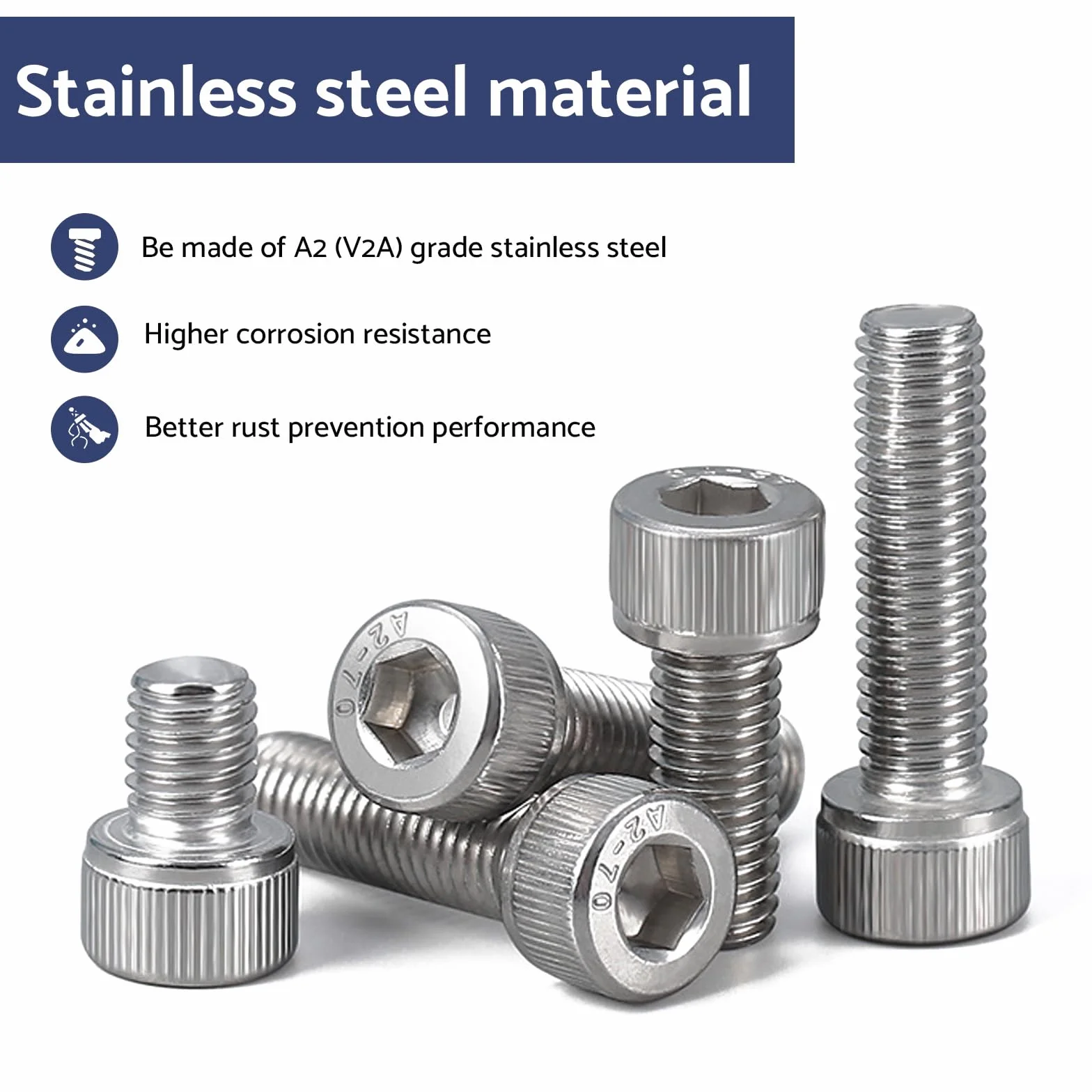 20 sztuk Śrub Cylindrycznych M4x10mm Stal Nierdzewna A2 V2A, Śruby z Pełnym Gwintem, Śruby z Łbem Sześciokątnym z Kluczem
