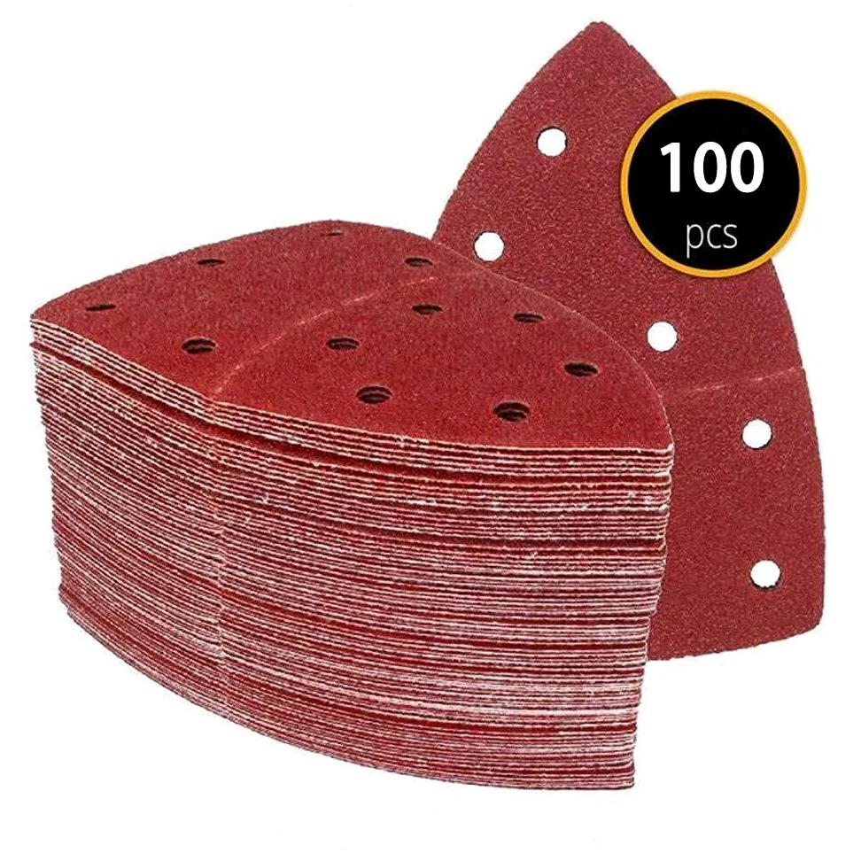100 szt. Oddzielne arkusze ścierne Trójkątny papier ścierny 105 x 150 mm 11 otworów Hook Loop Tarcza szlifierska 40/60/120/150/240 Grys, 240, h