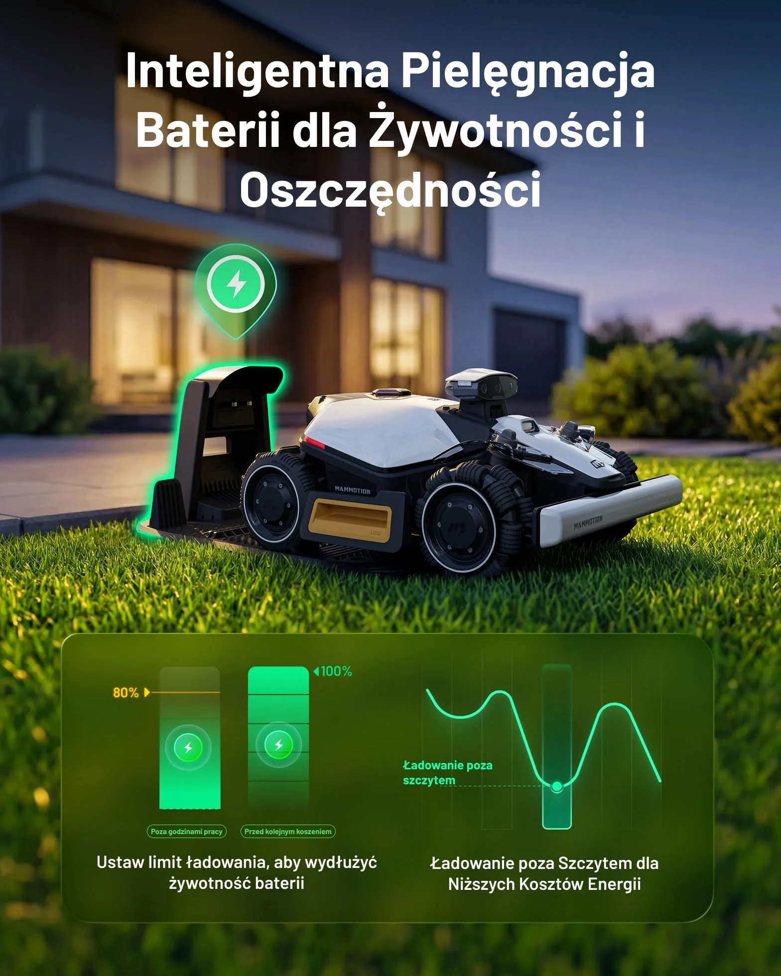 MAMMOTION LUBA Mini 2 AWD 1000 Robot Koszący bez Kabla 1000 m² Tri-Kamera AI Vision NetRTK DropMow