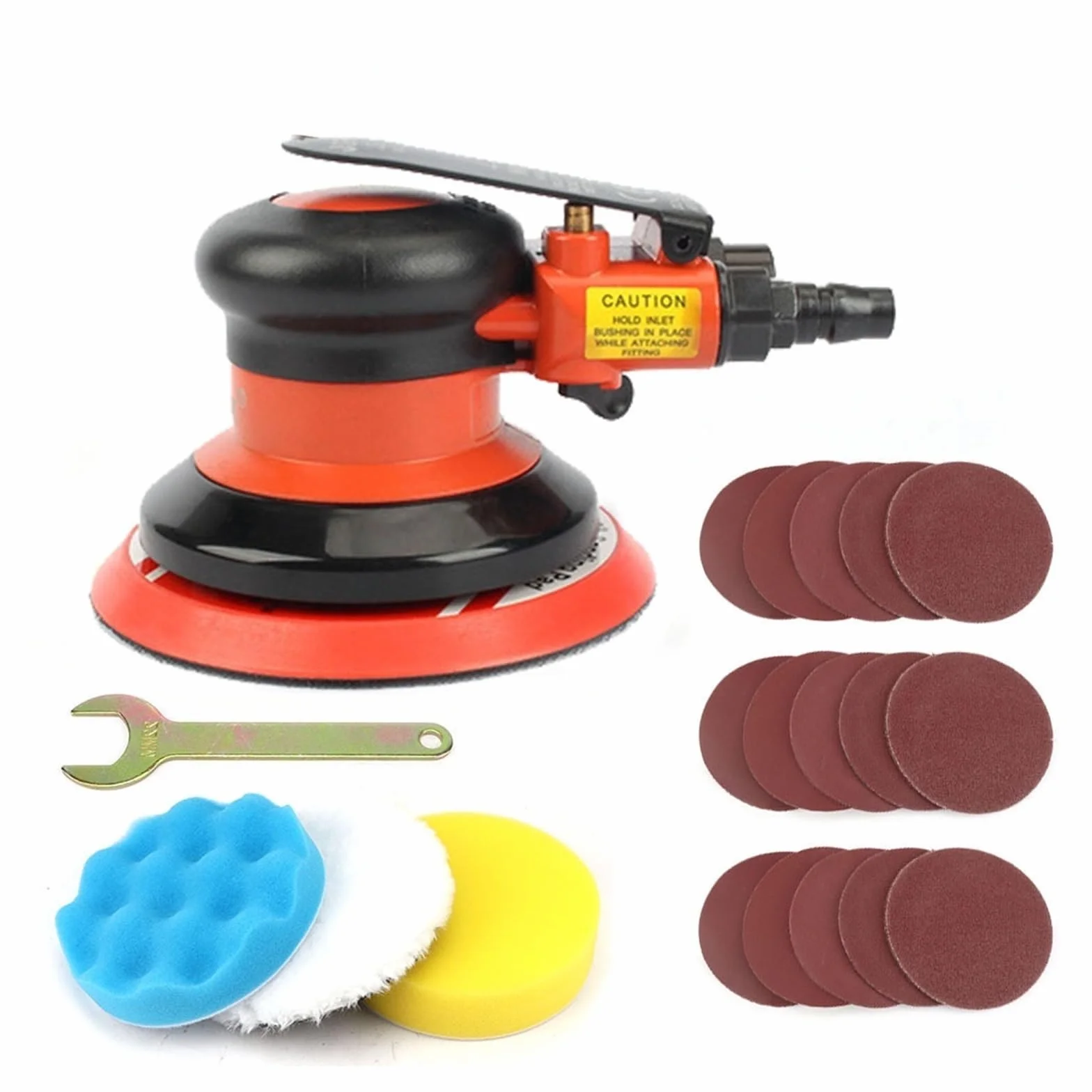 Szlifierka, 5 Cal pneumatyczna szlifierka pneumatyczna polerka 125MM polerowanie losowa orbitalna szlifierka do dłoni do pielęgnacji lakieru samochodowego usuwanie rdzy(Air Sander Set)