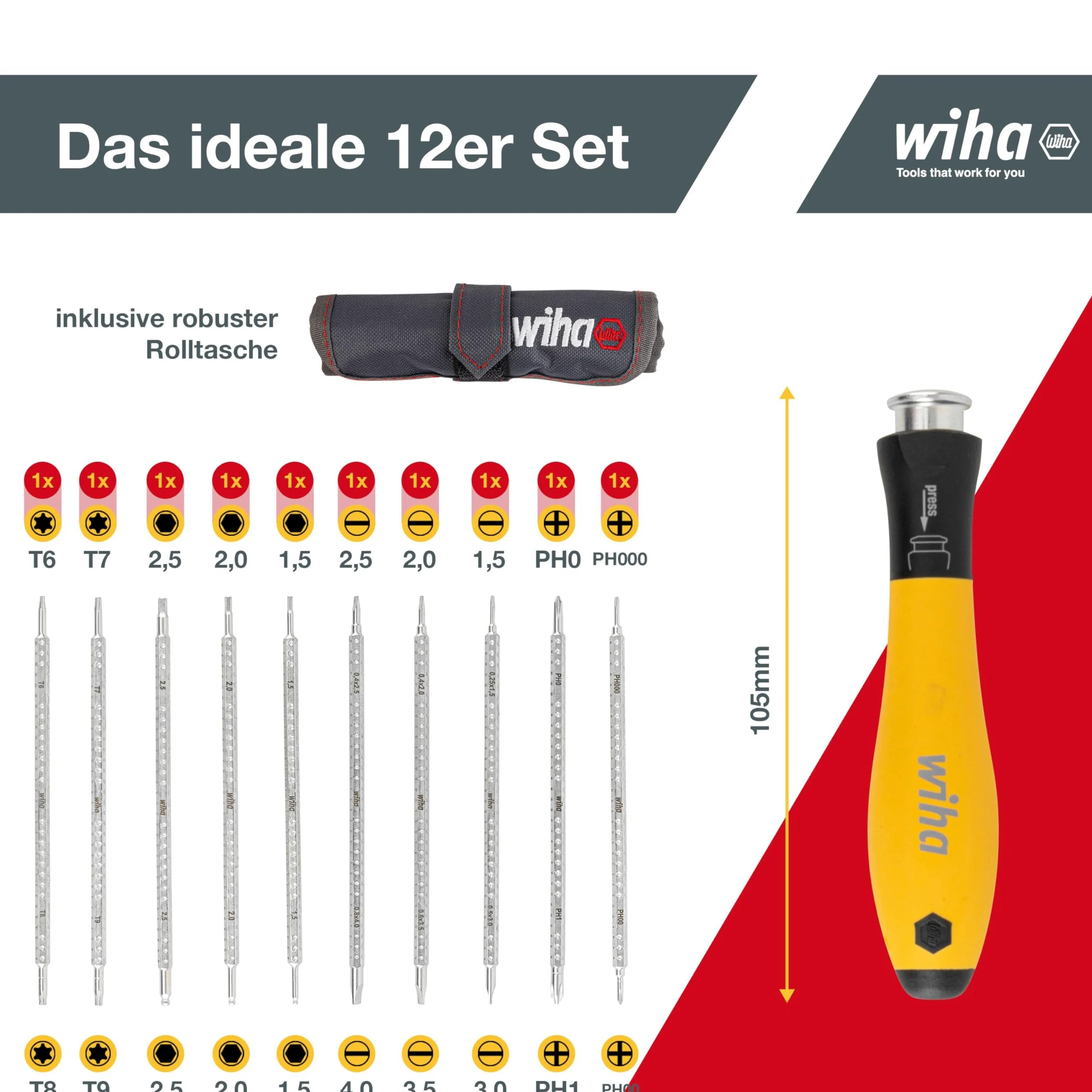 WIHA 31499 - Zestaw śrubokrętów z wymiennymi prętami System 4 ESD 269T11 System 4 Ref. 2691T11esd