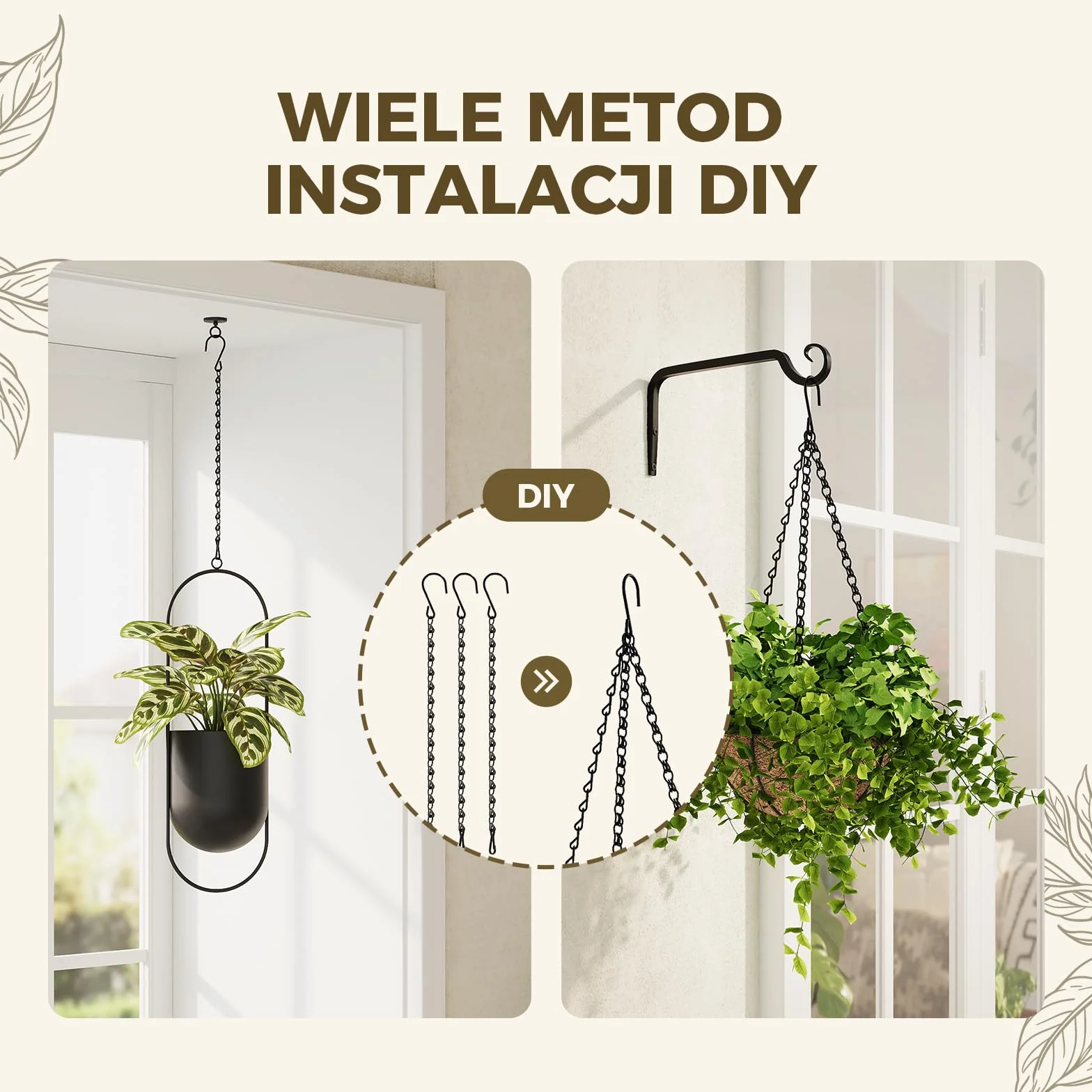Bamworld 12 Szt. Wieszaków 35 cm Czarne Łańcuchy z Hakami Sufitowymi