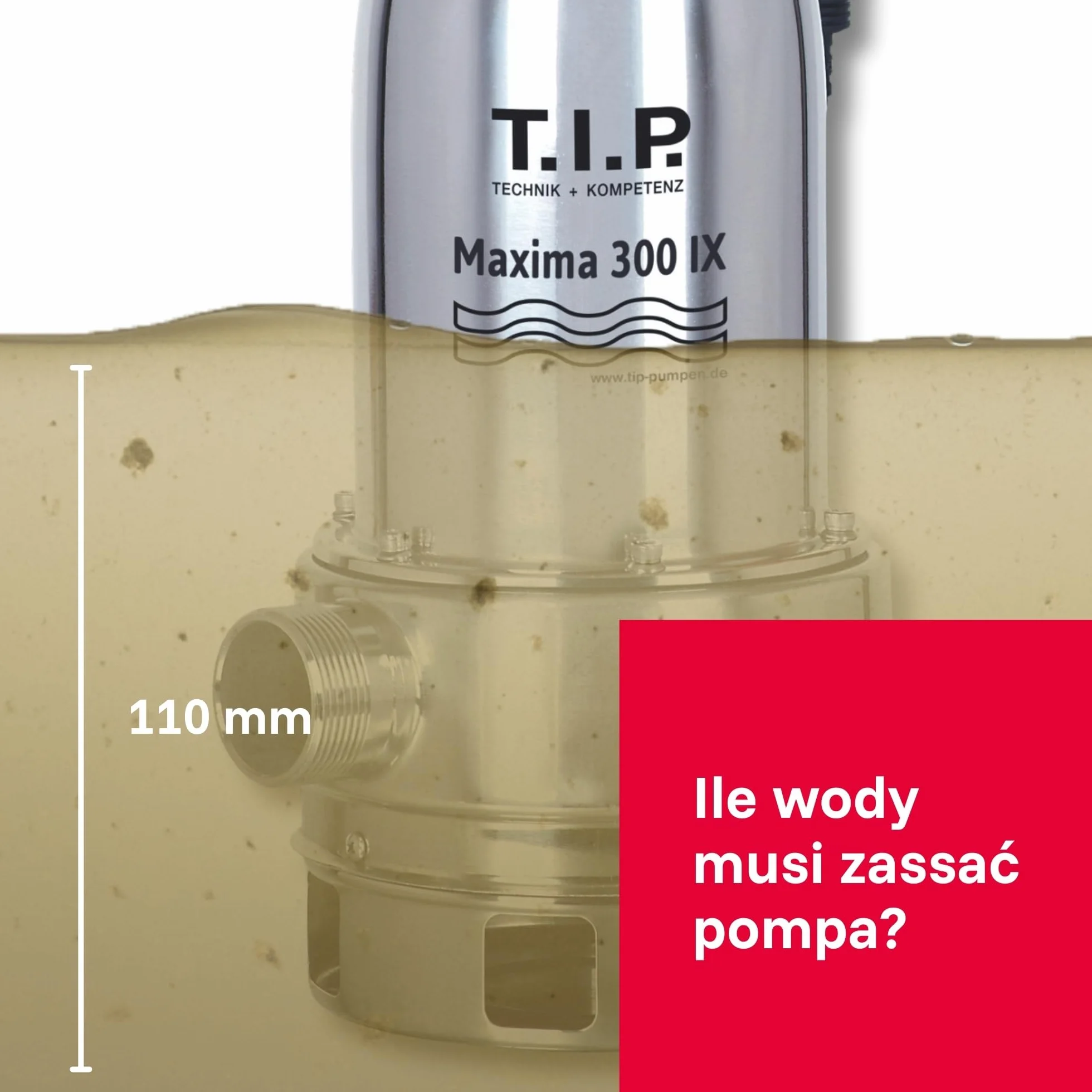T.I.P. TVX 7000 Pompa Zatapialna do Brudnej Wody, 10m Wąż, Automatyczna, Edelstahl