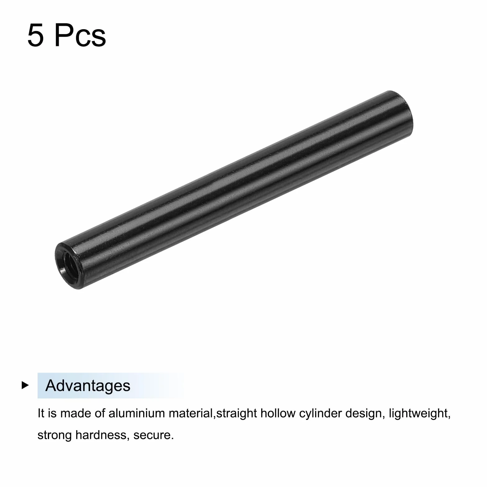 QUARKZMAN Okrągła aluminiowa kolumna dystansowa, okrągłe elementy dystansowe M3x40 mm, zestaw dystansowy do samolotów RC Quadcopter FPV CNC czarny 5 szt