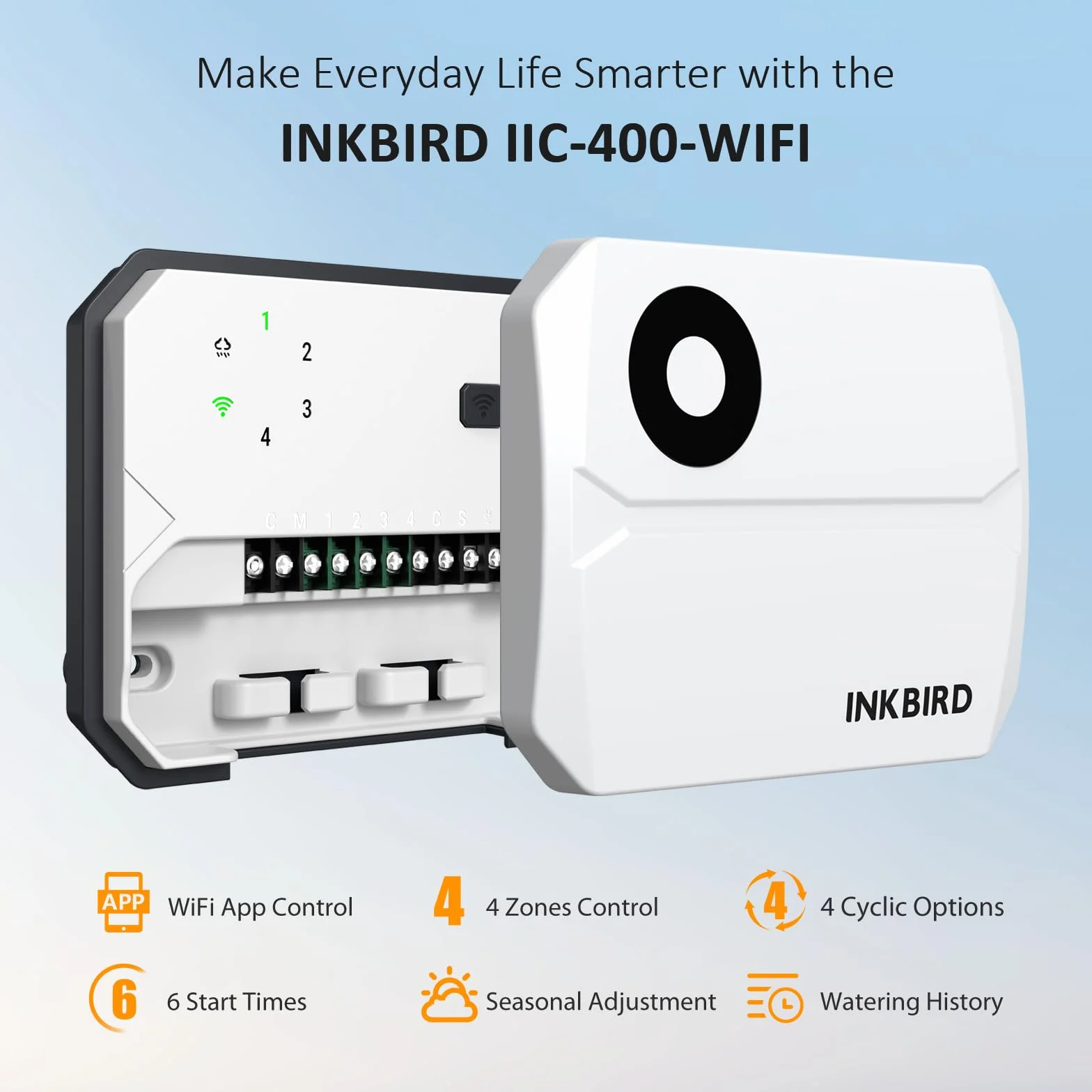 Inkbird IIC-400 bezprzewodowy komputer nawadniający, 4 strefy, kontroler systemu nawadniania