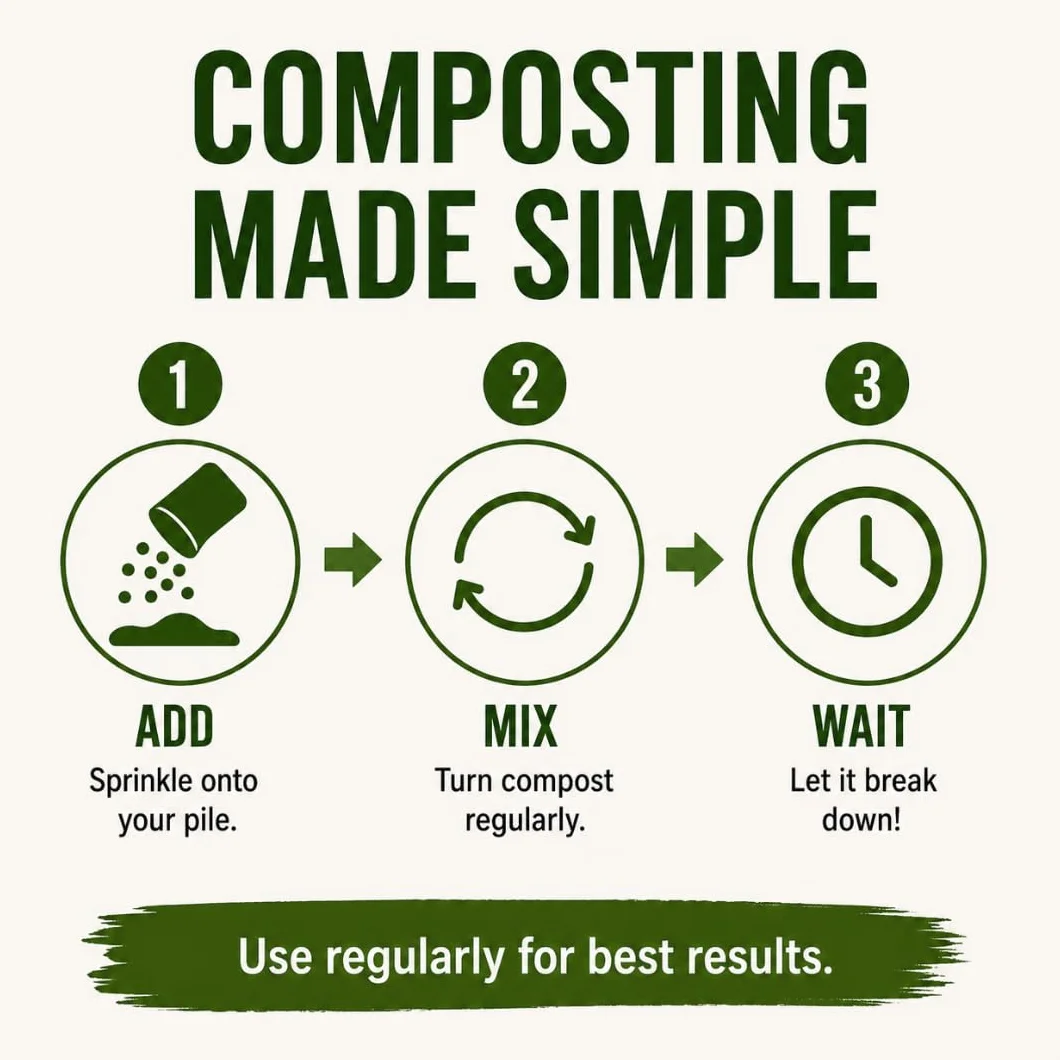 Dr. Connie's Compost Plus, 100 x skoncentrowany naturalny kompost Starter i przyspieszacz, całkowicie naturalny, kontrola zapachu do pojemników wewnątrz i na zewnątrz, szybka dekompozycja