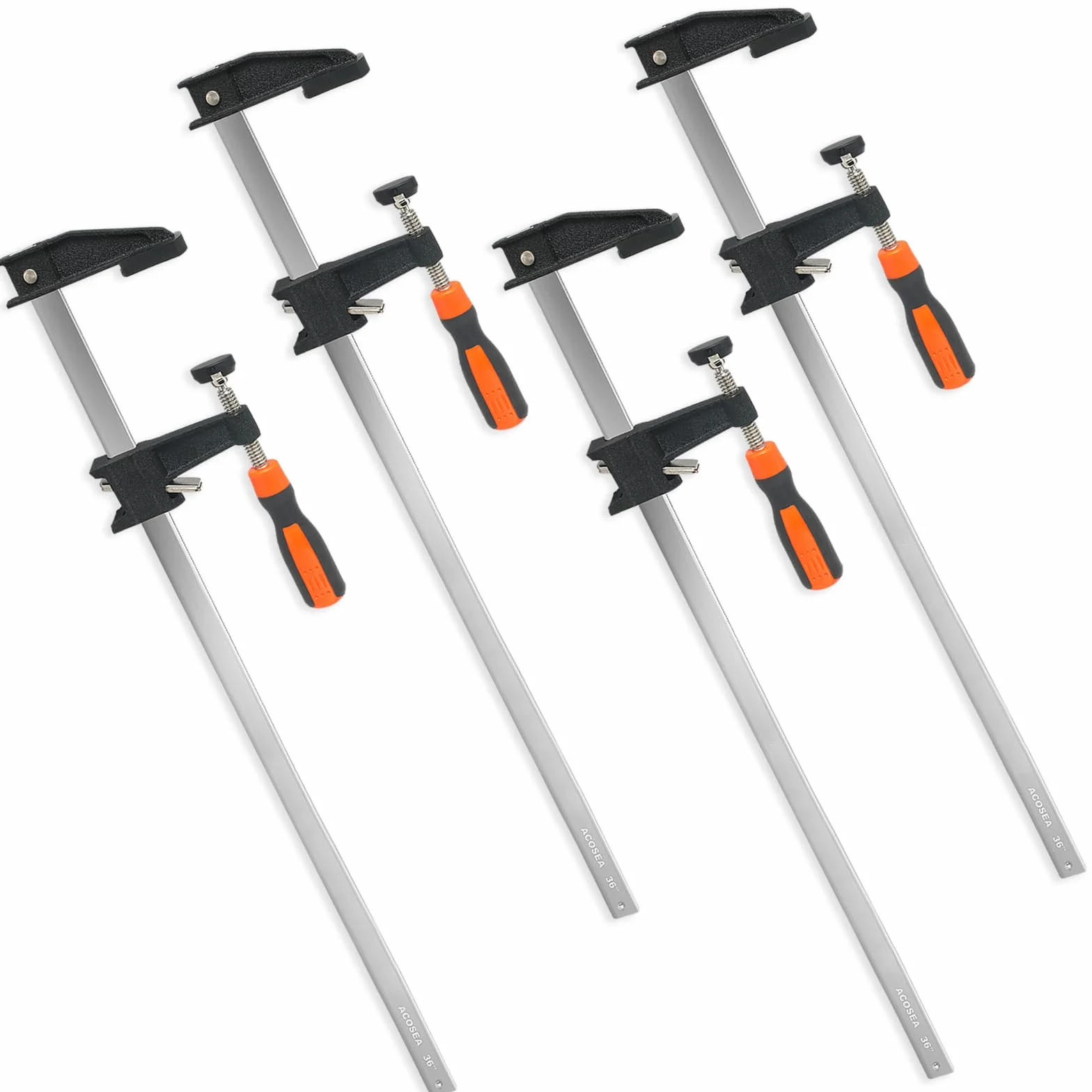 Zaciski do obróbki drewna, ACOSEA 4-pak 81 cm długie zaciski prętowe, wytrzymałe, regulowane i szybko zwalniane, drewniane zaciski, głębokość 6 cm, zaciski, siła 272 kg