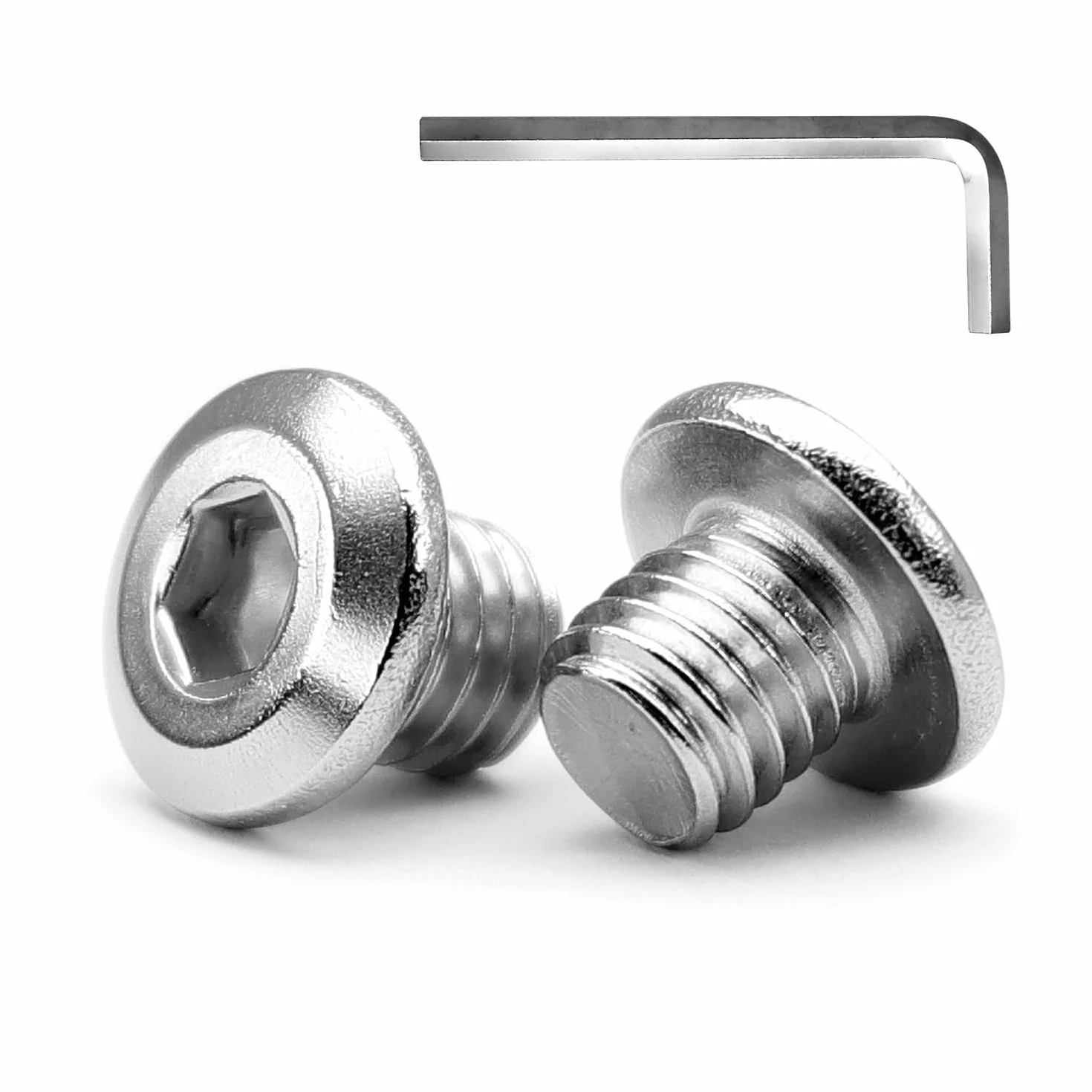 MINHER 10 zestawów śrub M4 x 8 mm, śruby z łbem płaskim, A2 V2A, stal nierdzewna, płaskie, sześciokątne, do mebli (z kluczem imbusowym)