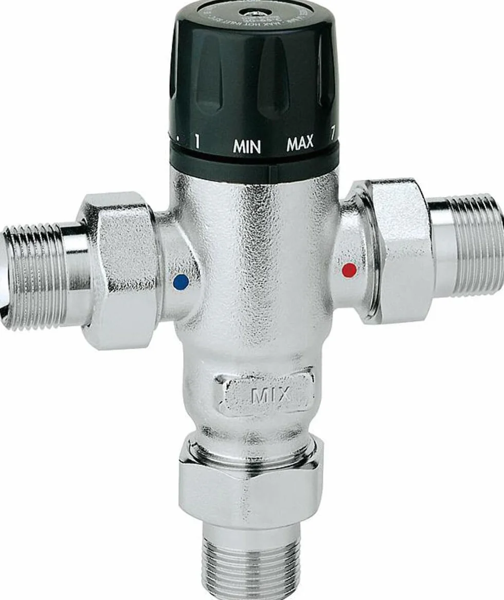 Caleffi 521400 termomiter 1/2 cala 30-65 °C odporny na zakamienie, regulowany, bez odzyskiwania cynku