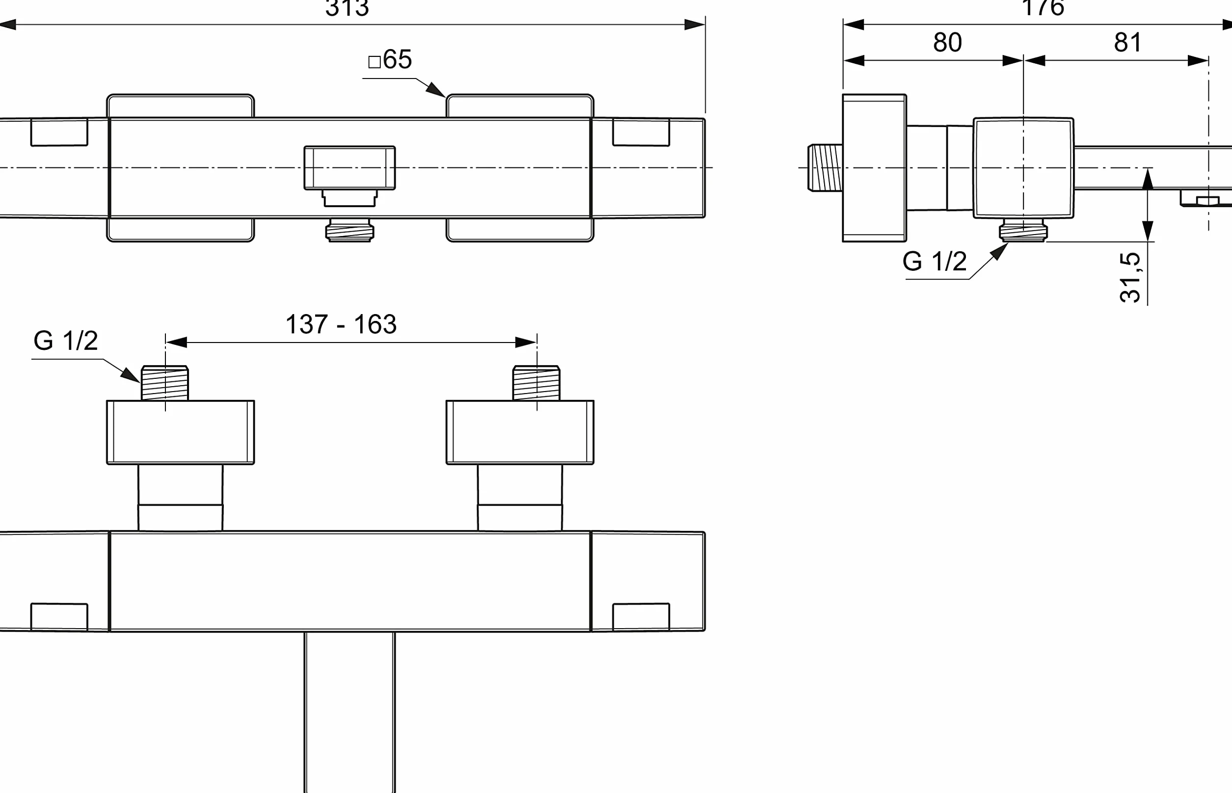 Ideal Standard Termostatyczna bateria prysznicowa ścienna Ceratherm C100 A7538AA