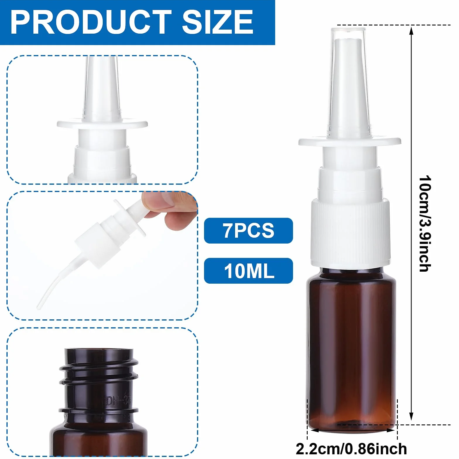 Giantree Butelka z rozpylaczem do nosa, 10 ml, mała, pusta butelka z rozpylaczem do nosa, rozpylacze, rozpylacze do wielokrotnego napełniania, butelka z rozpylaczem na wodę, perfumy, olejki eteryczne