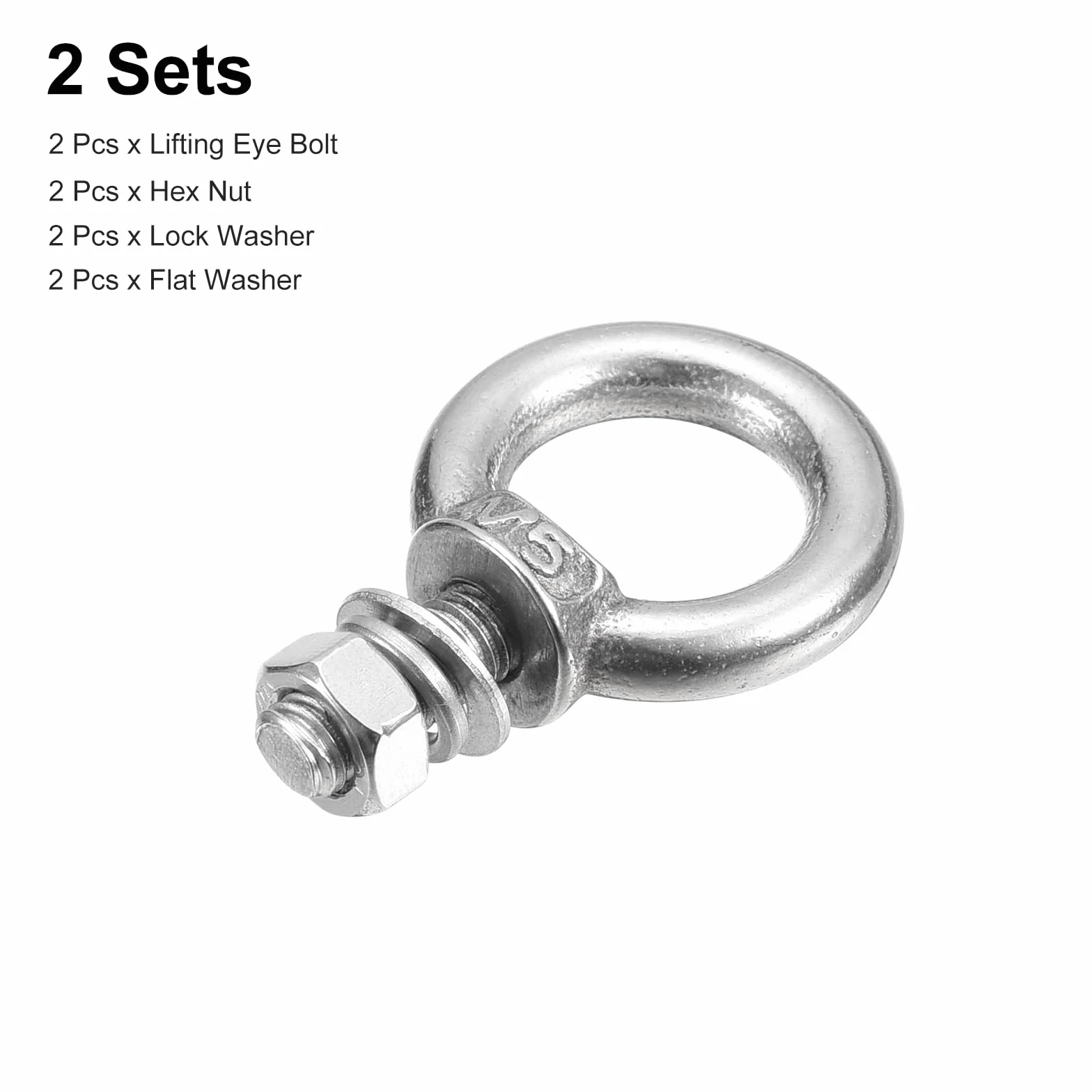 QUARKZMAN Oczko do podnoszenia, 2 zestawy M5 x 10 mm, śruba oczkowa z nakrętką, podkładka ze stali nierdzewnej 304, oczko do podnoszenia zawieszanych przedmiotów