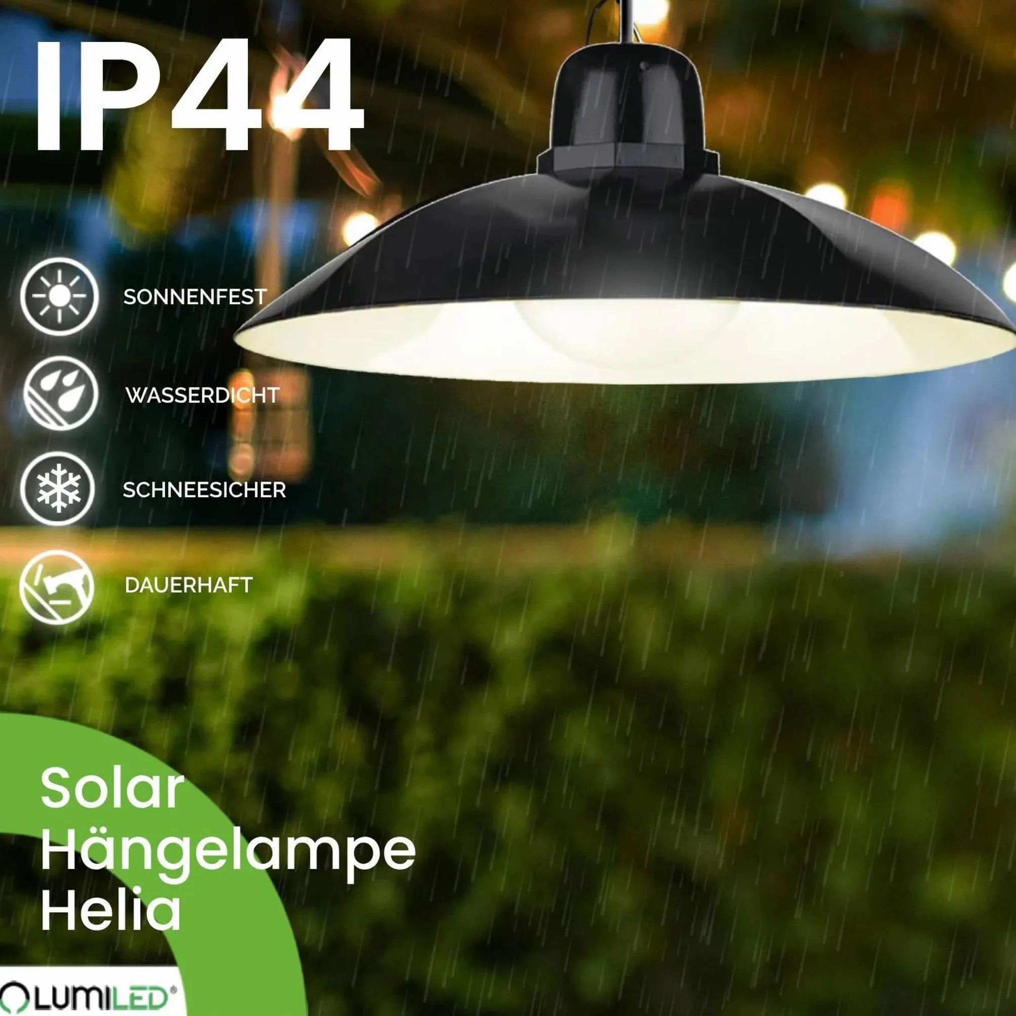 Lumiled 2x lampa wisząca solarna, lampa wisząca na zewnątrz IP44 2400mAh żyrandol do ogrodu taras balkon altana neutralna biel 4000K