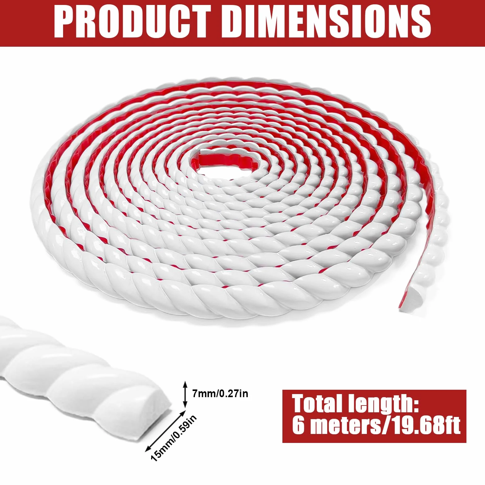 15 mm x 6 m, elastyczna listwa ozdobna, samoprzylepna, biała, zestaw ekonomiczny, listwy ścienne z PCW, dekoracyjne listwy ozdobne na ścianę, 3D, listwy dekoracyjne do lustra, ściany