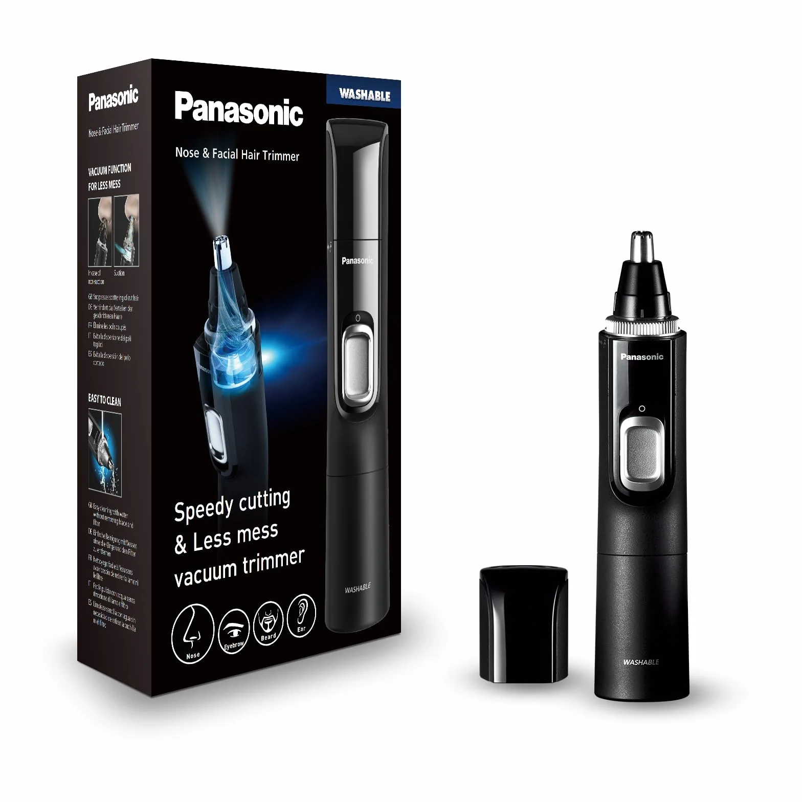 Panasonic ER-GN300 trymer do zarostu, nosa i uszu (silnik o wysokim momencie obrotowym, ostrze z 2 krawędziami tnącymi, zasilanie bateryjne), czarny