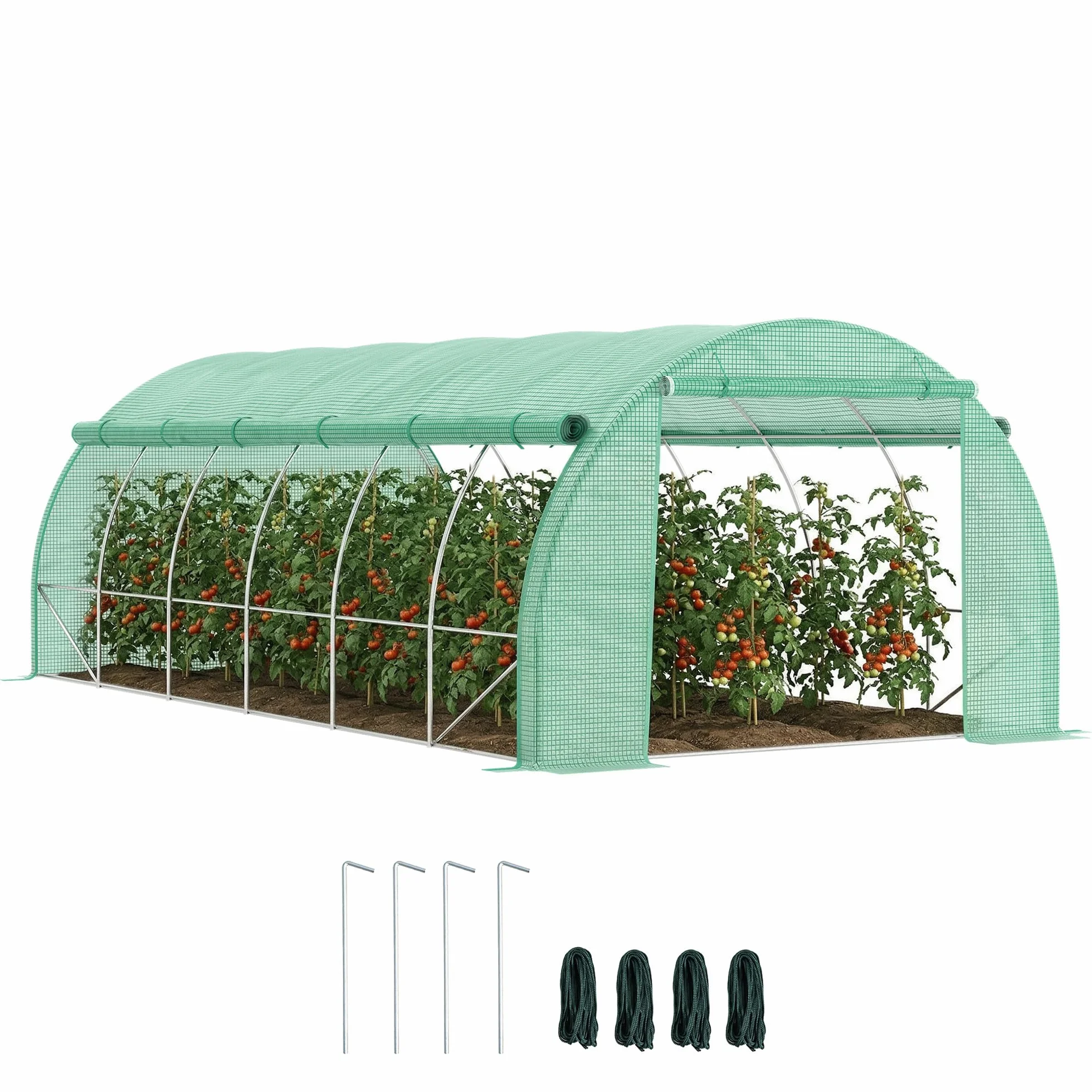 Outsunny szklarnia foliowa tunel 6x3x2 m ochrona UV stalowa rura zielona