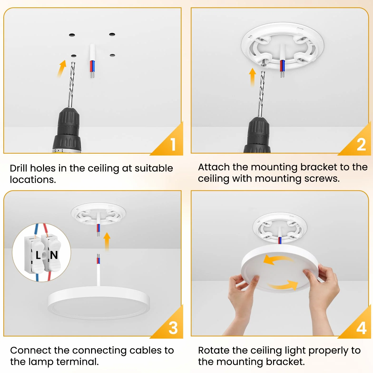 NIBSHOOM Lampa Sufitowa LED, 3000K 18W IP44 Wodoodporna Super Cienka Okrągła Płaska Lampa 1800LM Do Salonu Łazienka Sypialni Kuchni Ø220*H24mm