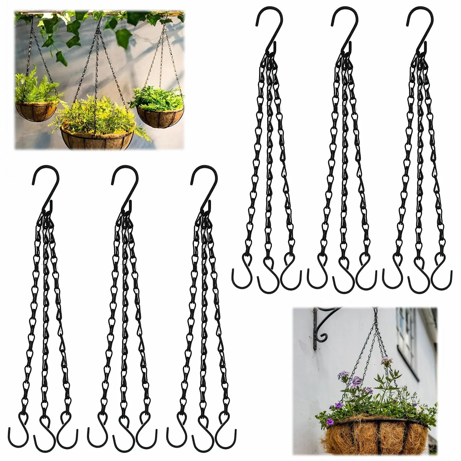 Wiszące łańcuchy do koszyka 40 cm czarny łańcuch do doniczek