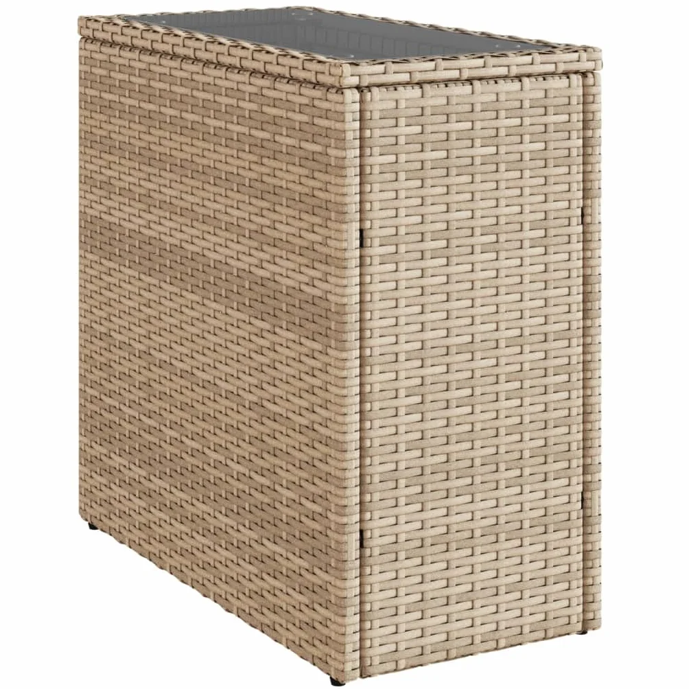 vidaXL Stolik ogrodowy ze szklanym blatem beżowy 58x27,5x55 cm