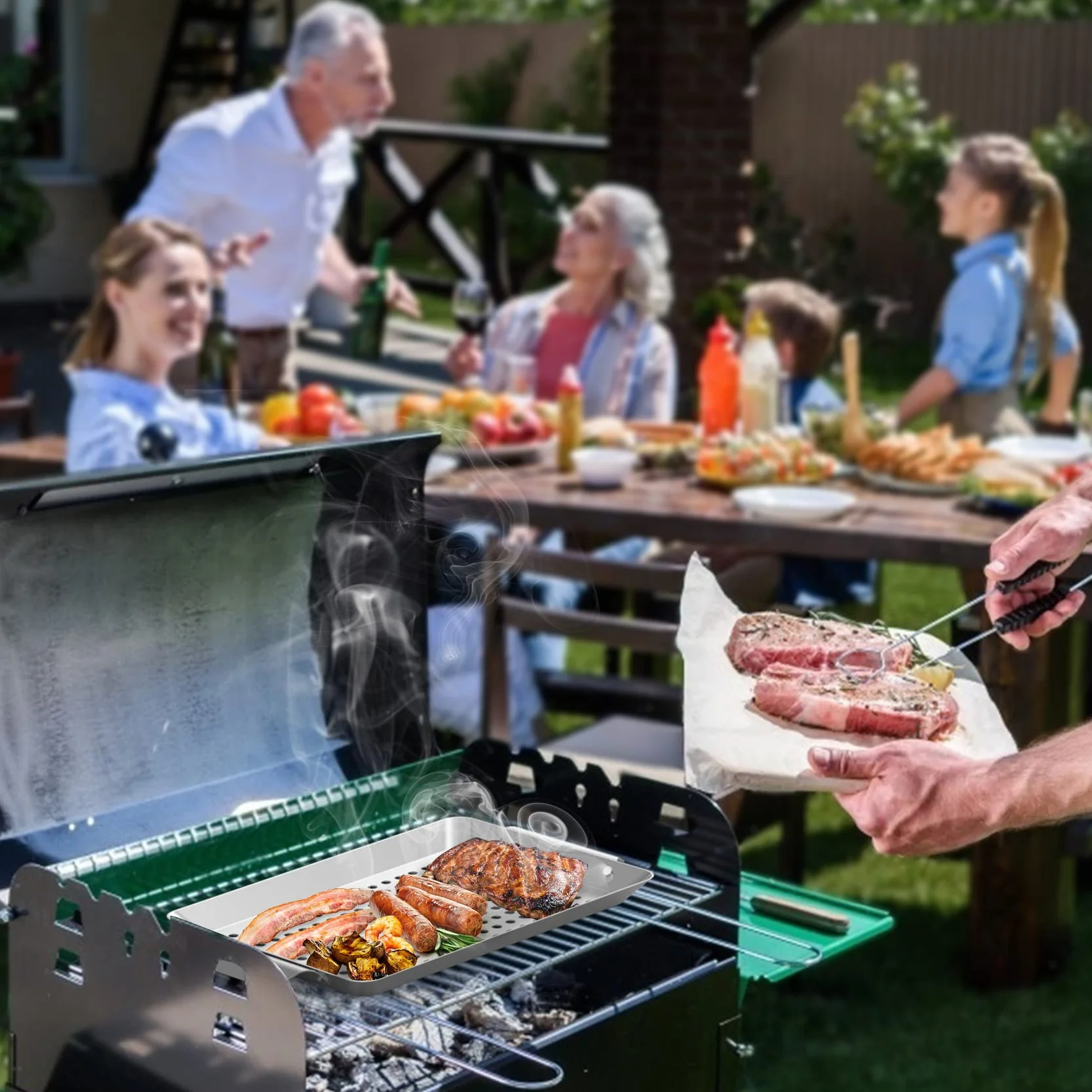 Onlyfire 3 Kosz do Grillowania ze Stali Nierdzewnej, Grill Kosz z Zakrzywionym Uchwytem, ​​Mini Koszyk do Grillowania Mięsa, Warzyw i Ryb, Uniwersalny Kosz do Grilla, Akcesoria do Grilla Węglowego