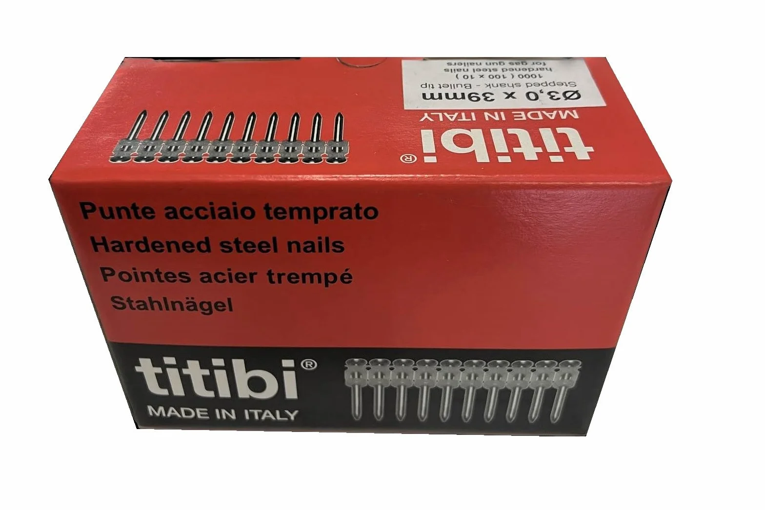 Nr 1000 GWOŹNIKI TITIBI Ø3,0 X 39 mm, 100% KOMPATYBILNE Z GAZOWYM GWOŹNIKIEM HILTI : GX 3, GX 100, GX 120, GX 120-E (Ø 3,0 X 39)