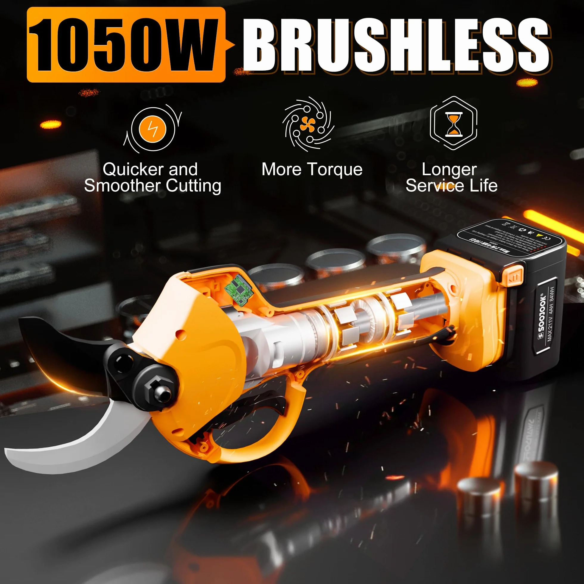 akumulatorowe nożyce do gałęzi 40 mm 2 x 21 V 1050 W 4 A 8605PRO