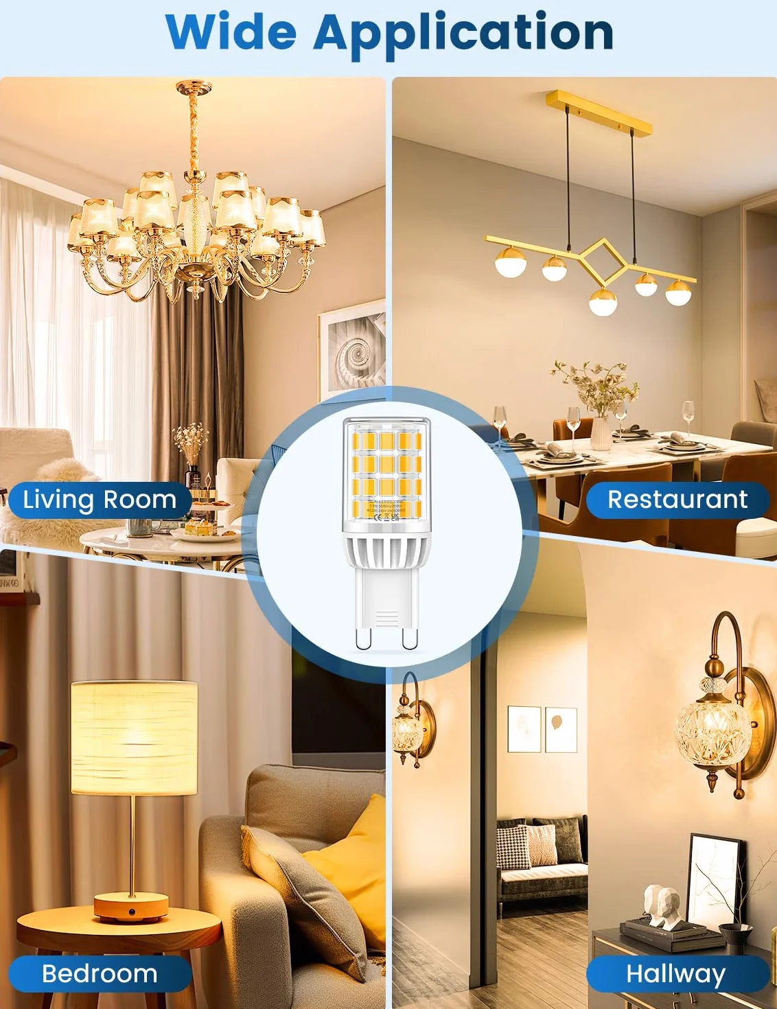 Żarówka LED G9 ciepła biel, 3,5 W 650 LM Efektywność energetyczna klasy B, odpowiednik halogenu 50W, żarówka G9 Efektywność energetyczna, bez migotania, nie ściemnialna, zestaw 3 szt